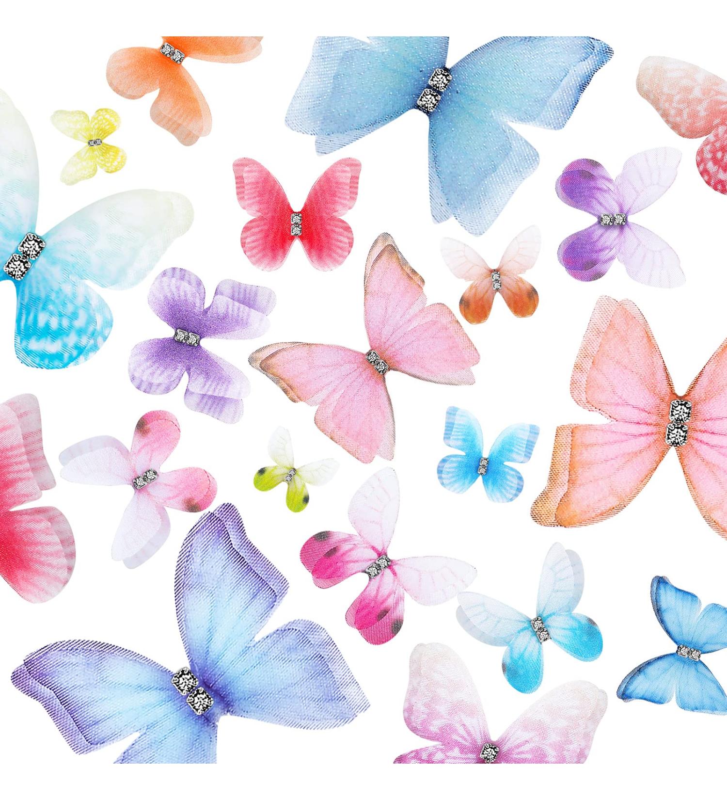80-Piece Colorful Organza Butterfly Appliques for DIY Craft Projects and Wedding Decor - Charming Style - Buy Online on GoSupps.com