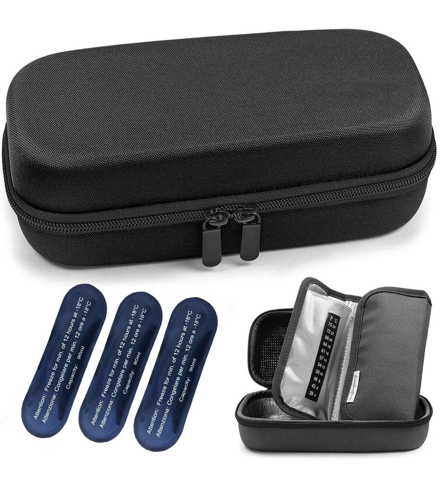 4YOUEASIER Insulin Cooler Travel Case Diabetic Insulated Organizer Portable Cooling Bag for Insulin Pen and Medication Diabetic Supplies with 3 TSA Approved Ice Pack (Black) - Buy Online on GoSupps.com