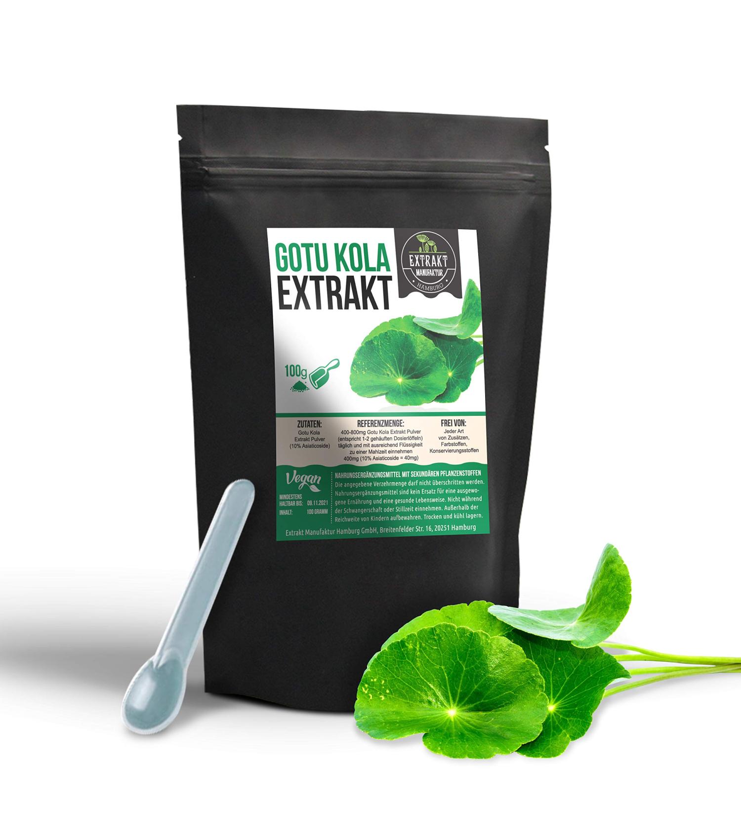 Gotu Kola Extract Powder 100g | High-Dose 10% Asiaticoside | Vegan & Additive-Free | Premium German Quality - Buy Online on GoSupps.com