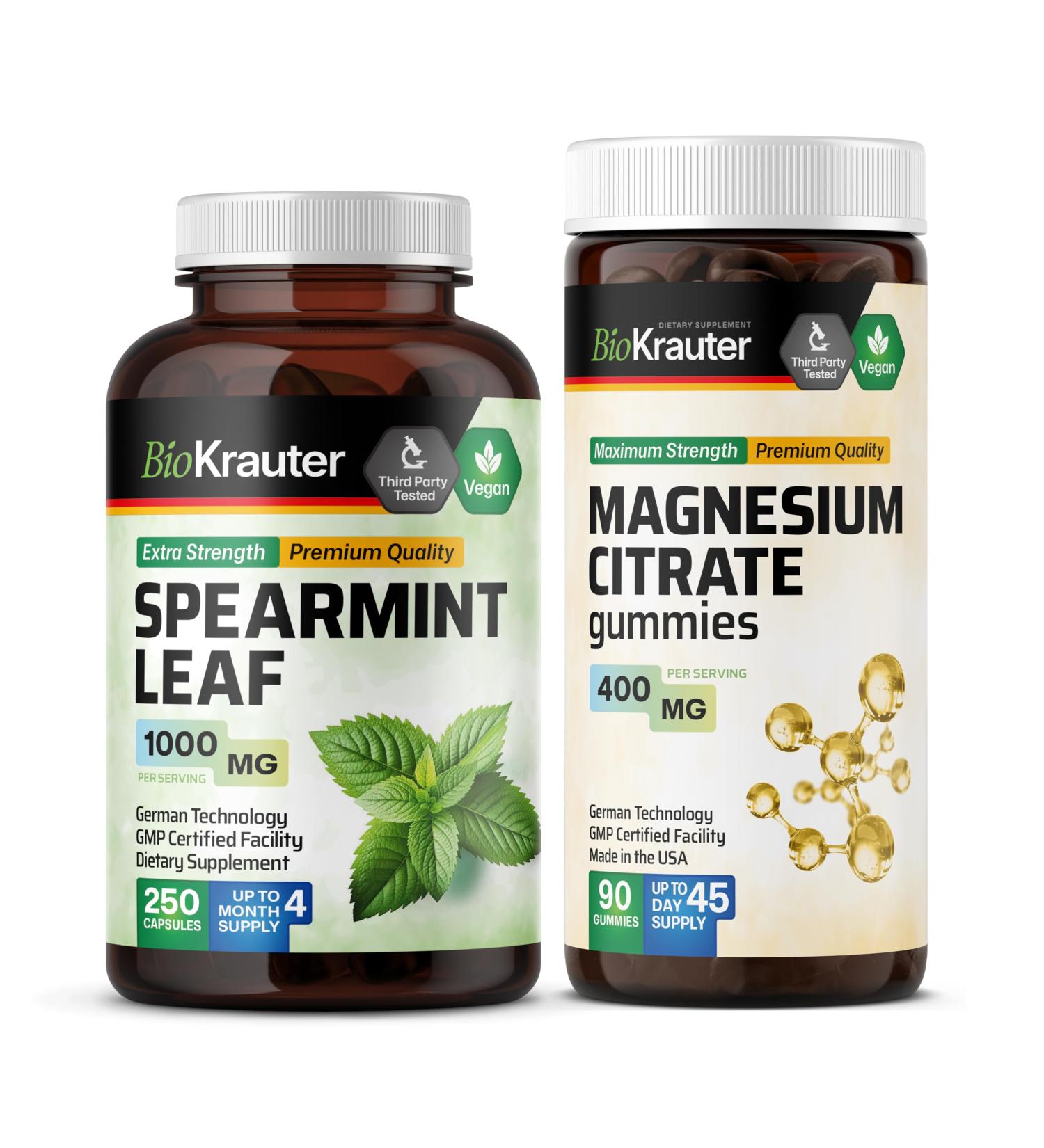 BIO KRAUTER Spearmint 250 Capsules & Magnesium 90 Gummies - Buy Online on GoSupps.com