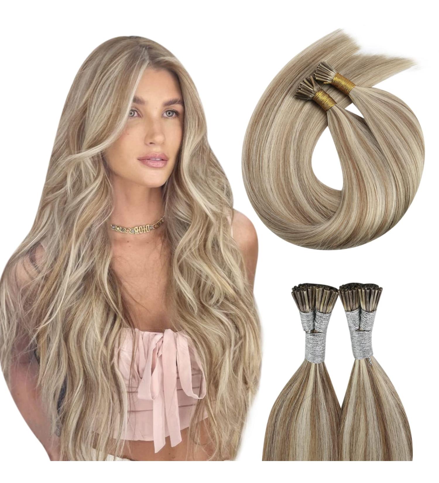 Moresoo Blond Keratin Bonding Hair Extensions - Real Hair I Tip Medium Brown to Platinum Blond 55 cm 40g/50s #9A/60 - Premium Quality Seidig Straight - Buy Online on GoSupps.com