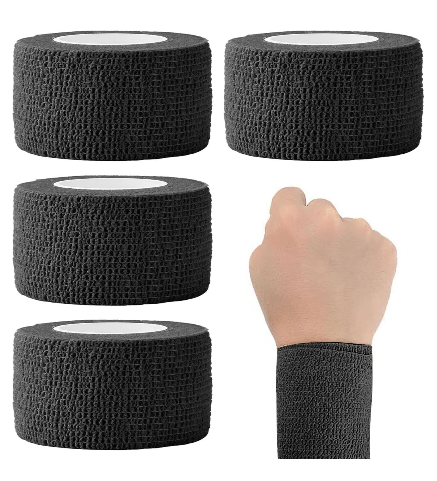 Bandage Tape 4 PCS Self Adhesive Bandage Wrap Breathable Non-Woven Wrist Tape Stretch Elastic Bandage Vet Wrap for Sports Supply Ankle Sprains Protection Black 177 * 1inch - Buy Online on GoSupps.com