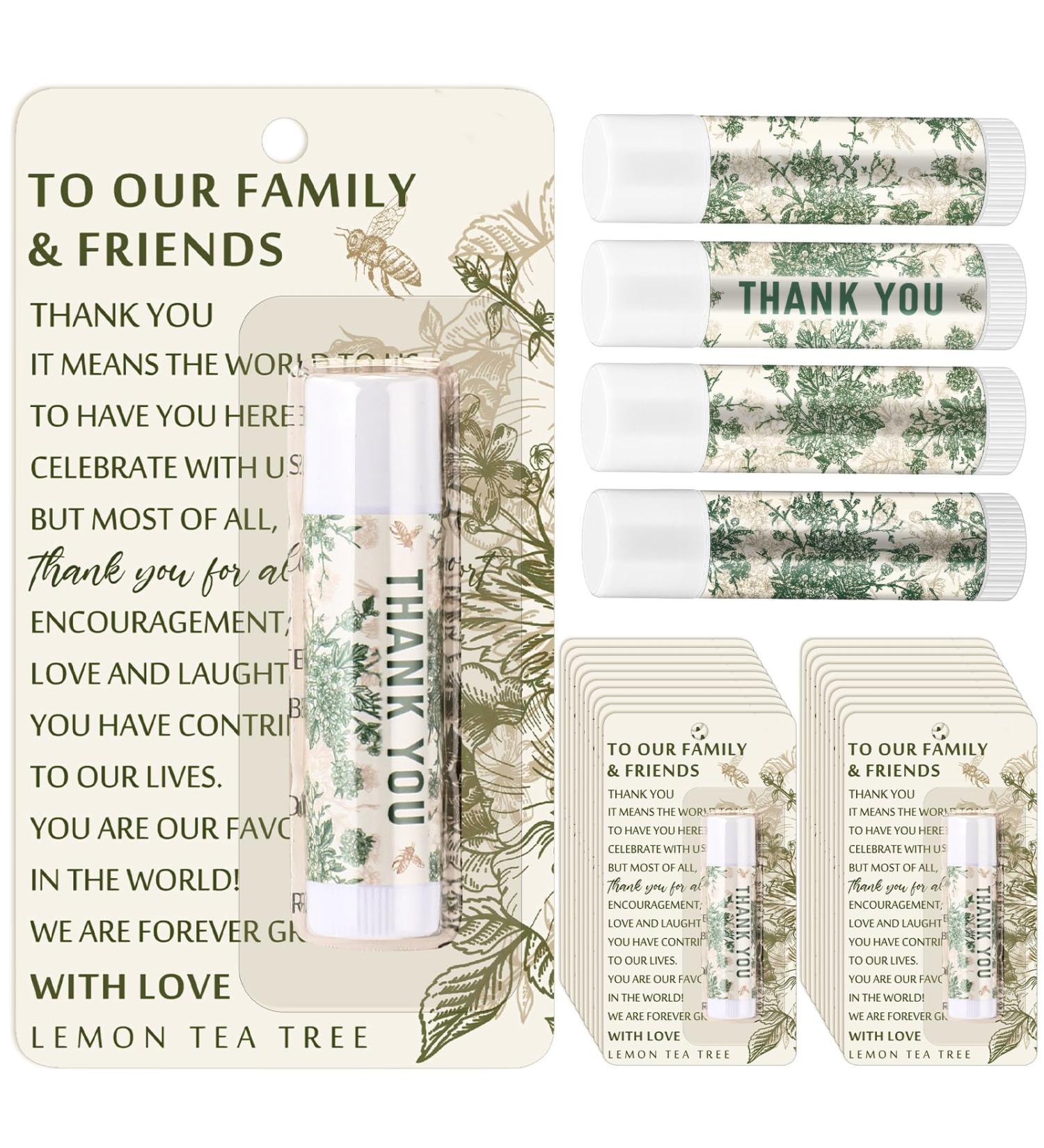 Swiffen 36 Pcs Green Chinoiserie Wedding Favor Gift for Guests Lip Balm Lemon Tea Tree Scent Baby Shower Favors for Gender Reveal Games Prizes Bridal Shower Party Supplies - Buy Online on GoSupps.com