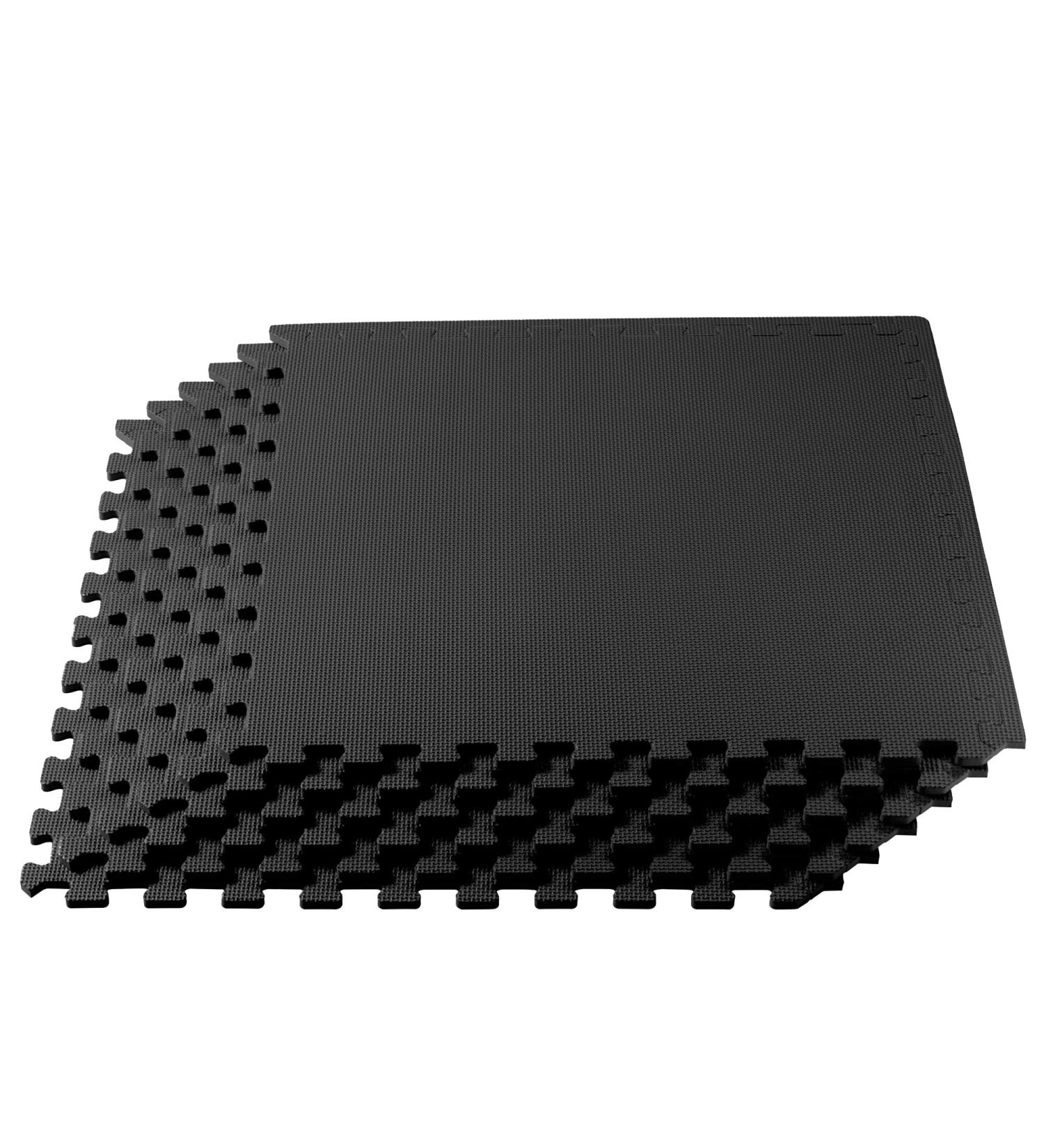 We Sell Mats 12 Thick Interlocking EVA Foam Floor Tiles - 16 Sq Ft (4 Tiles) Black | Ideal for Indoor Gym and Home Use - Buy Online on GoSupps.com