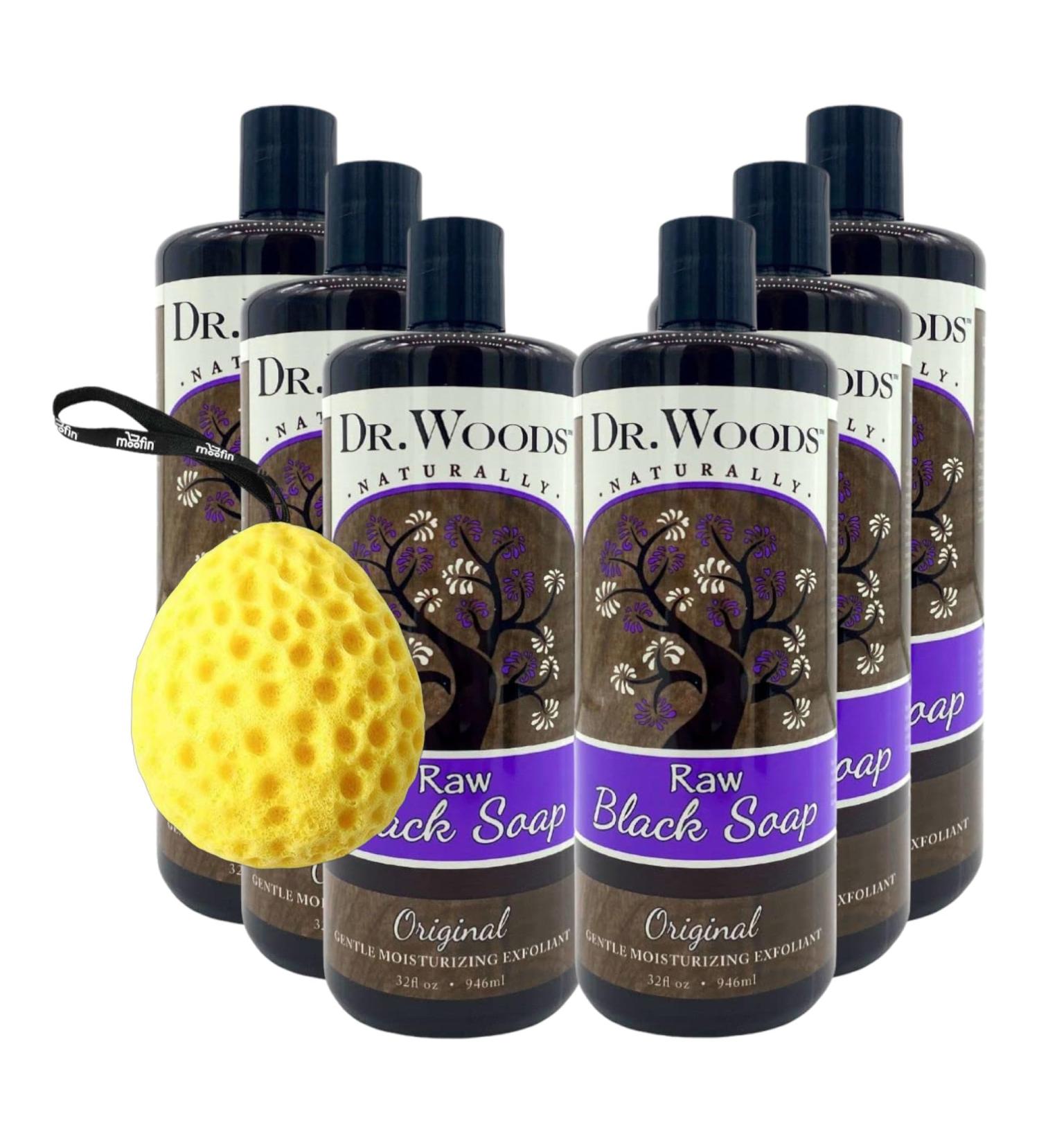 Raw Black Soap 32 oz - Moisturizing Natural African Black Soap with Bath Sponge Shea Butter Multi-Purpose Sulfate & Paraben-Free | Pack of 6 - International Shipping - Buy Online on GoSupps.com