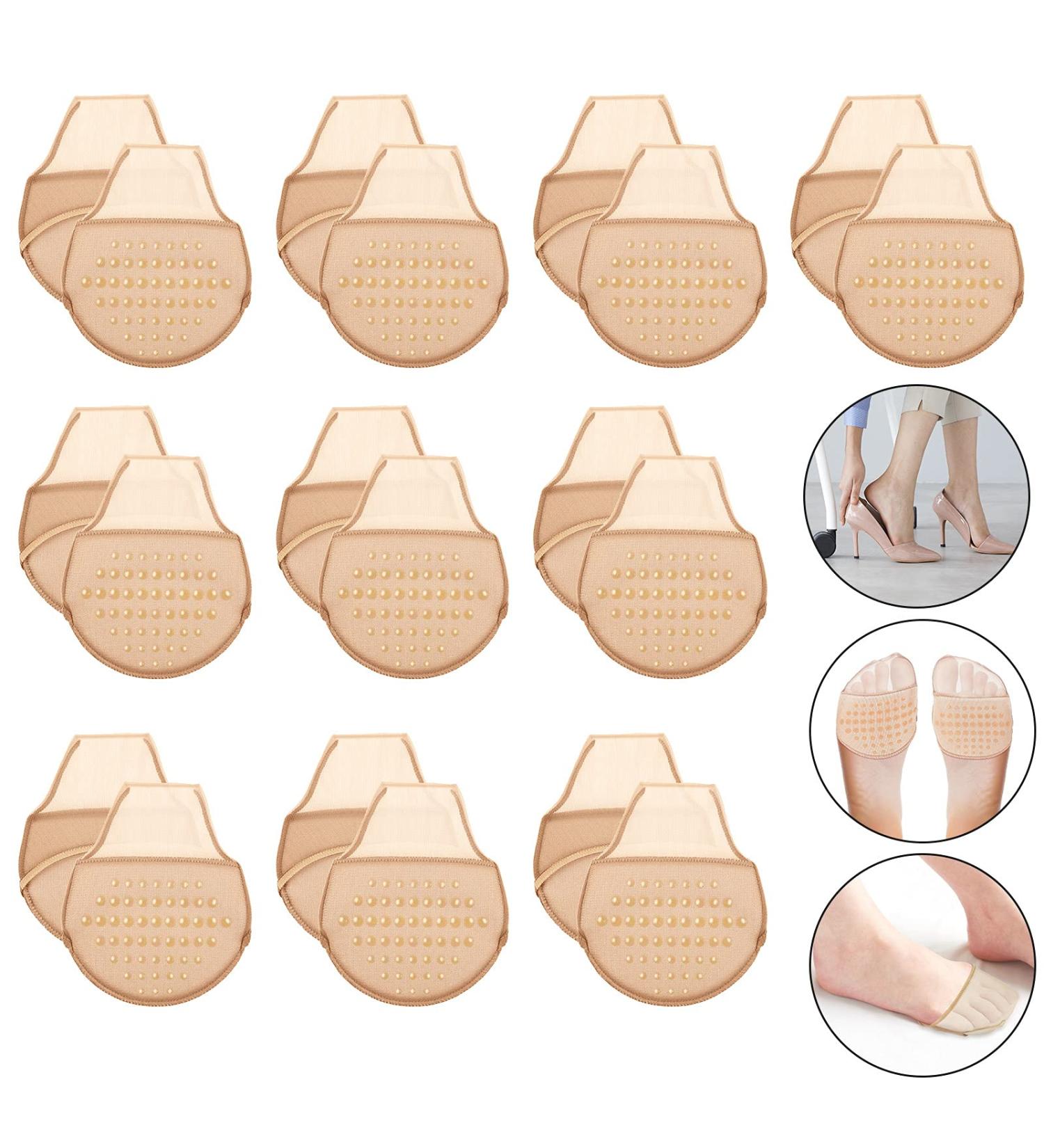 10 Pairs Women's Cushioning Toe Socks | Non-Slip Forefoot Pad Covers - Reusable Skin Color - Buy Online on GoSupps.com