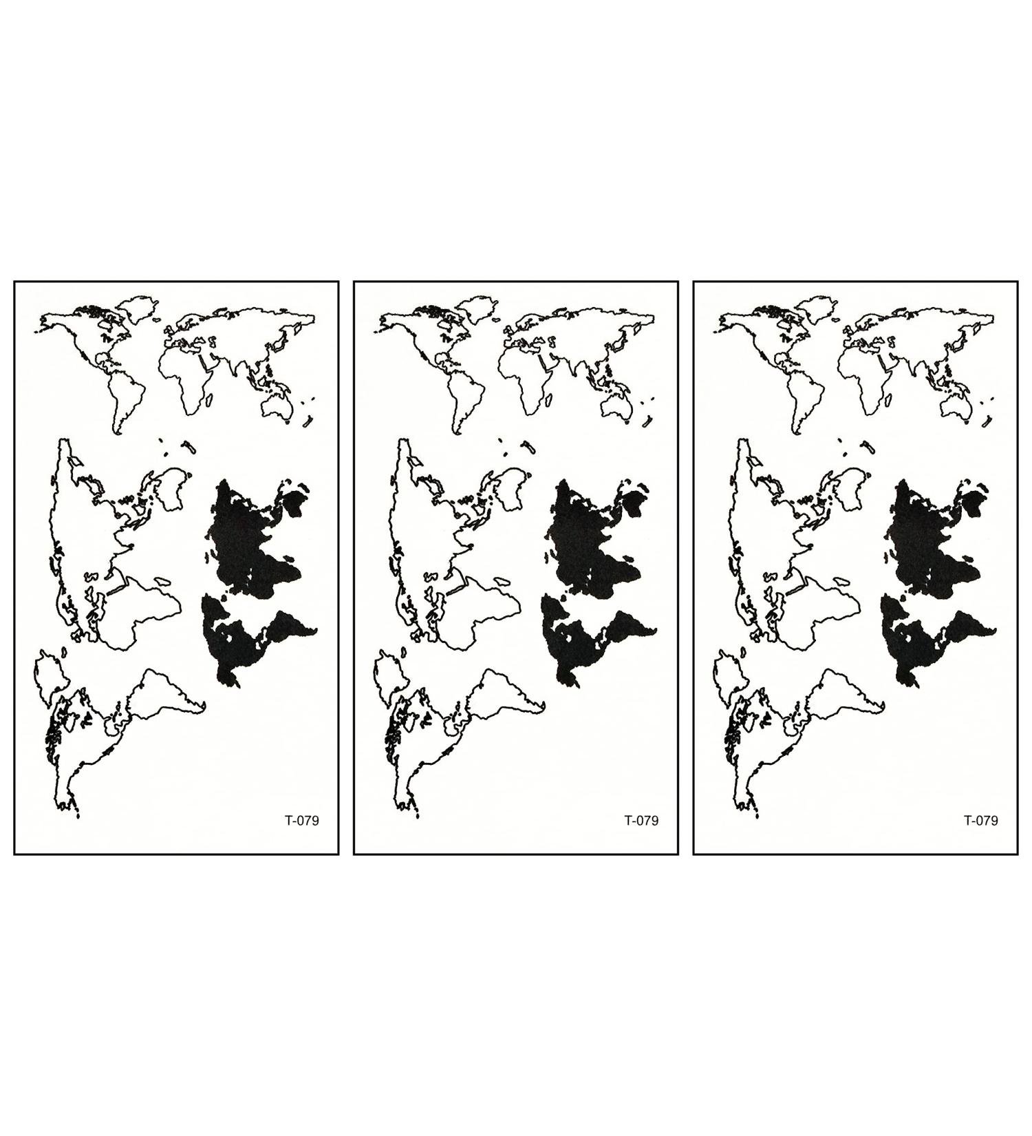ONCEX Mini 3 Sheets World Map Cartoon Temporary Tattoos - Fun Fake Travel Designs for Kids, Teens, Men, and Women - Buy Online on GoSupps.com