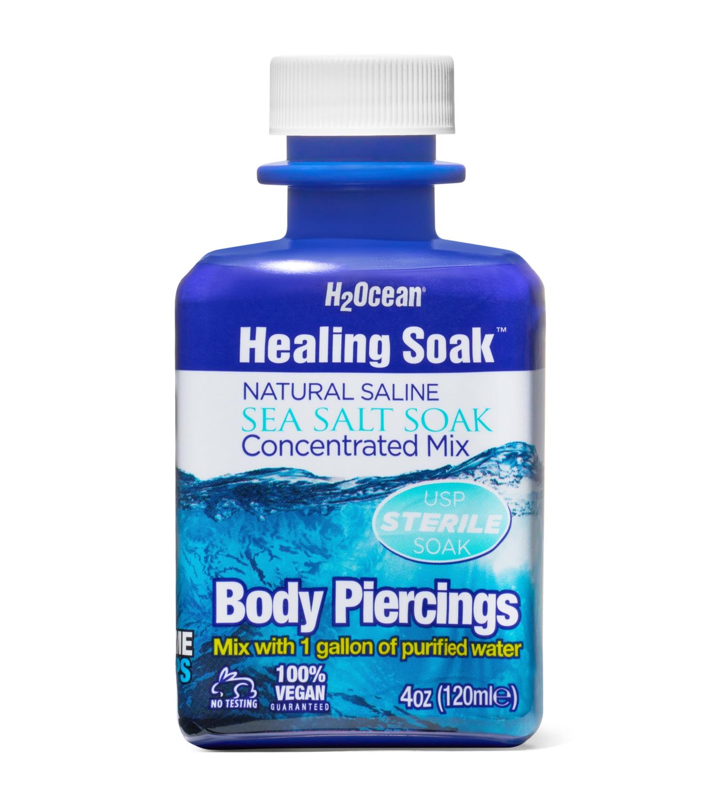 H2Ocean Healing Soak - 4 oz Sea Salt Bath for Piercing & Wound Care | Soothing Aftercare Solution - Buy Online on GoSupps.com