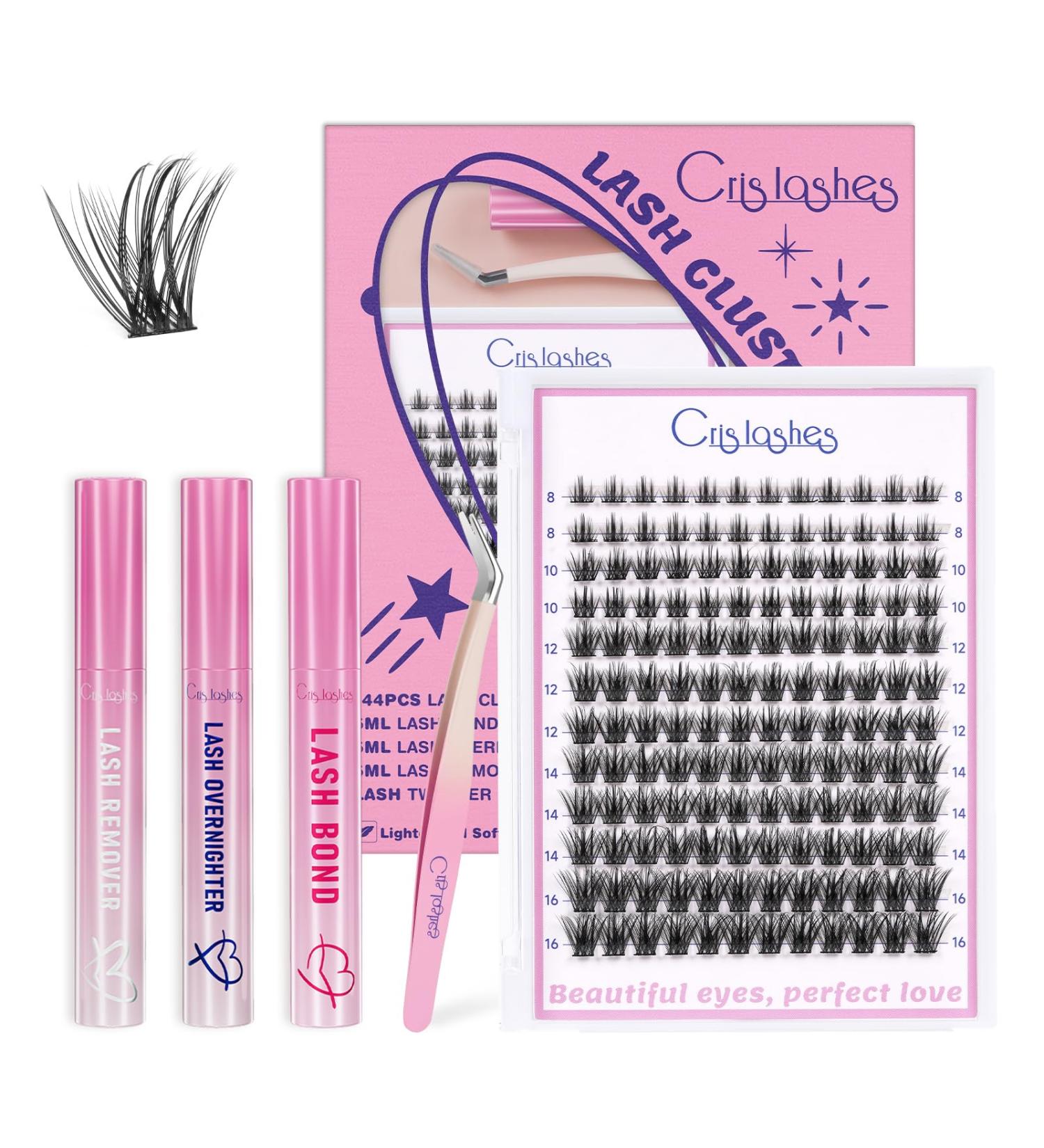 Crislashes Eyelash Extensions Kit - 144PCS D Curl Mix 8-16mm with Glue Remover & Applicator Perfect for Beginners | 1 Pack 5PCs - Buy Online on GoSupps.com