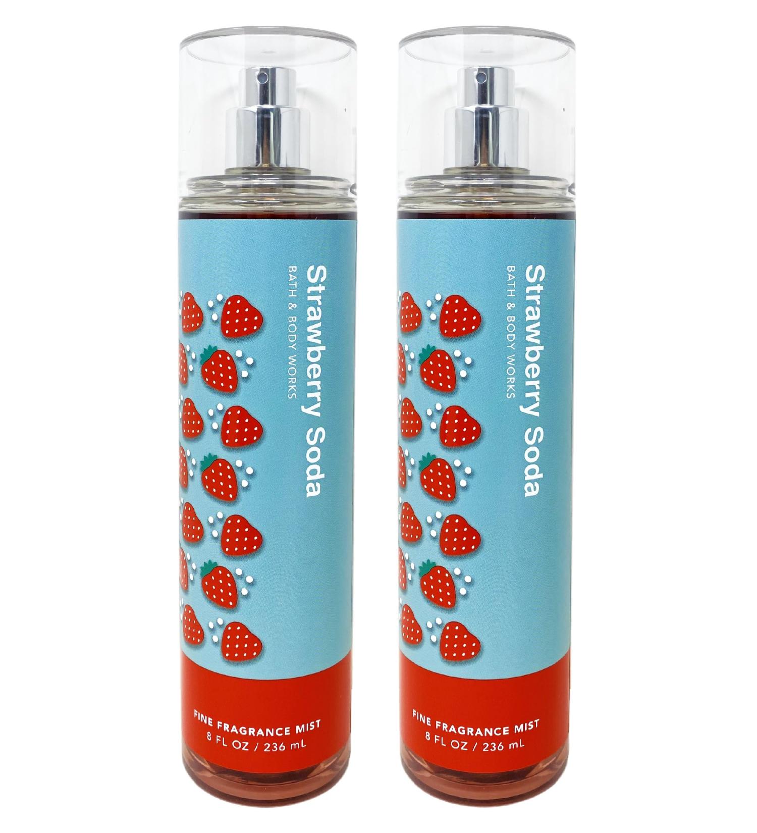 Bath and Body Work STRAWBERRY SODA 2 Pack Fine Fragrance Mist Bundle - 8 fl oz / 236 mL each