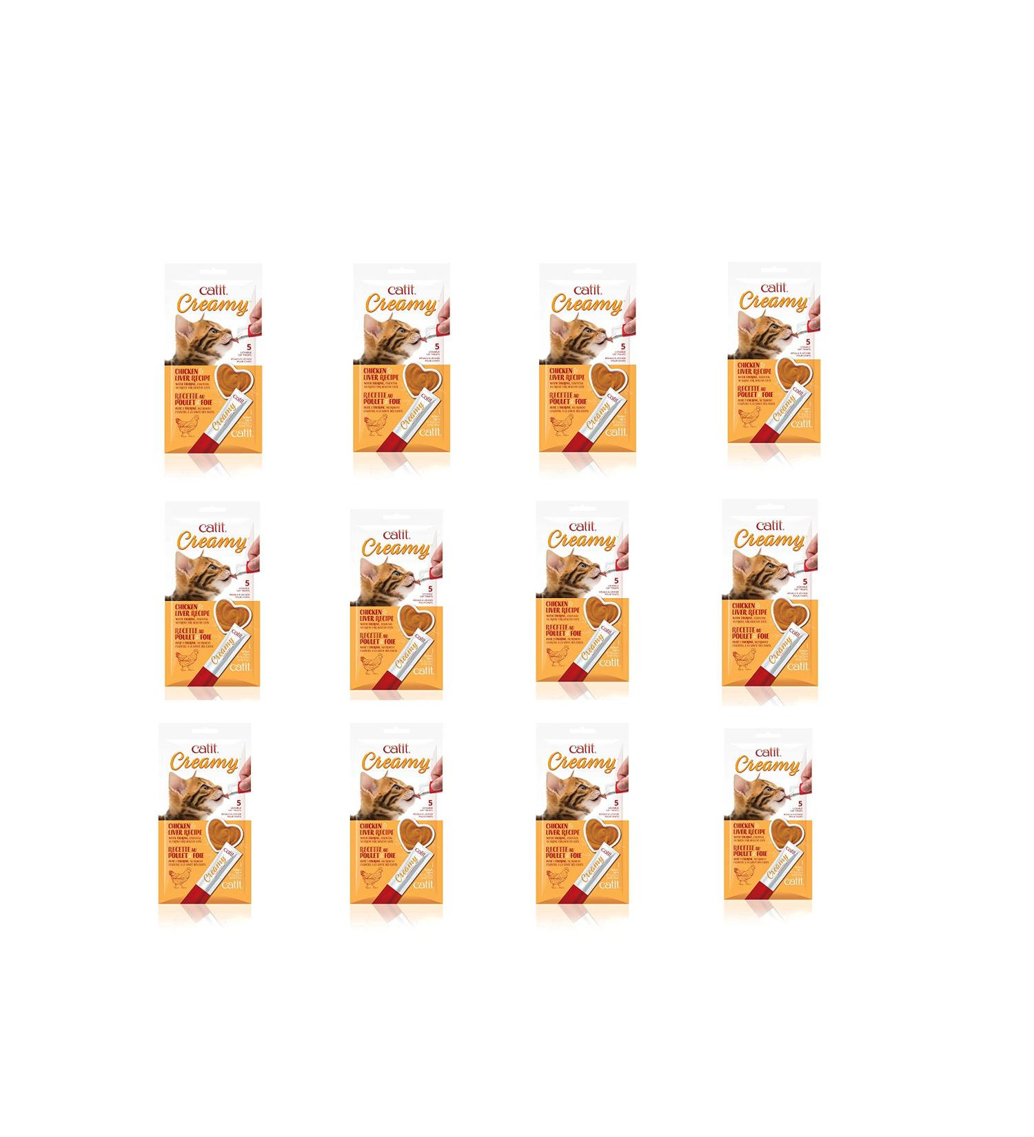 Catit Creamy Lickable Cat Treats Chicken 5 x 15 g (Pack of 12) Cat Treat Cat Treats Lickable Gaterie Pour Chat Kitten Treats Cat Snacks Cat Lickable Treat Creamy Cat Treat