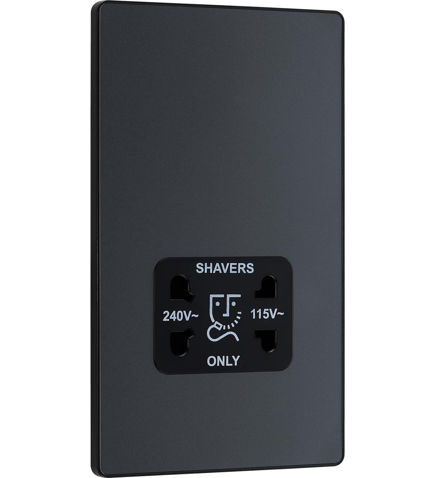 BG Evolve Shaver Socket - Matt Black 115/240V | Buy Internationally - Fast Shipping - Buy Online on GoSupps.com