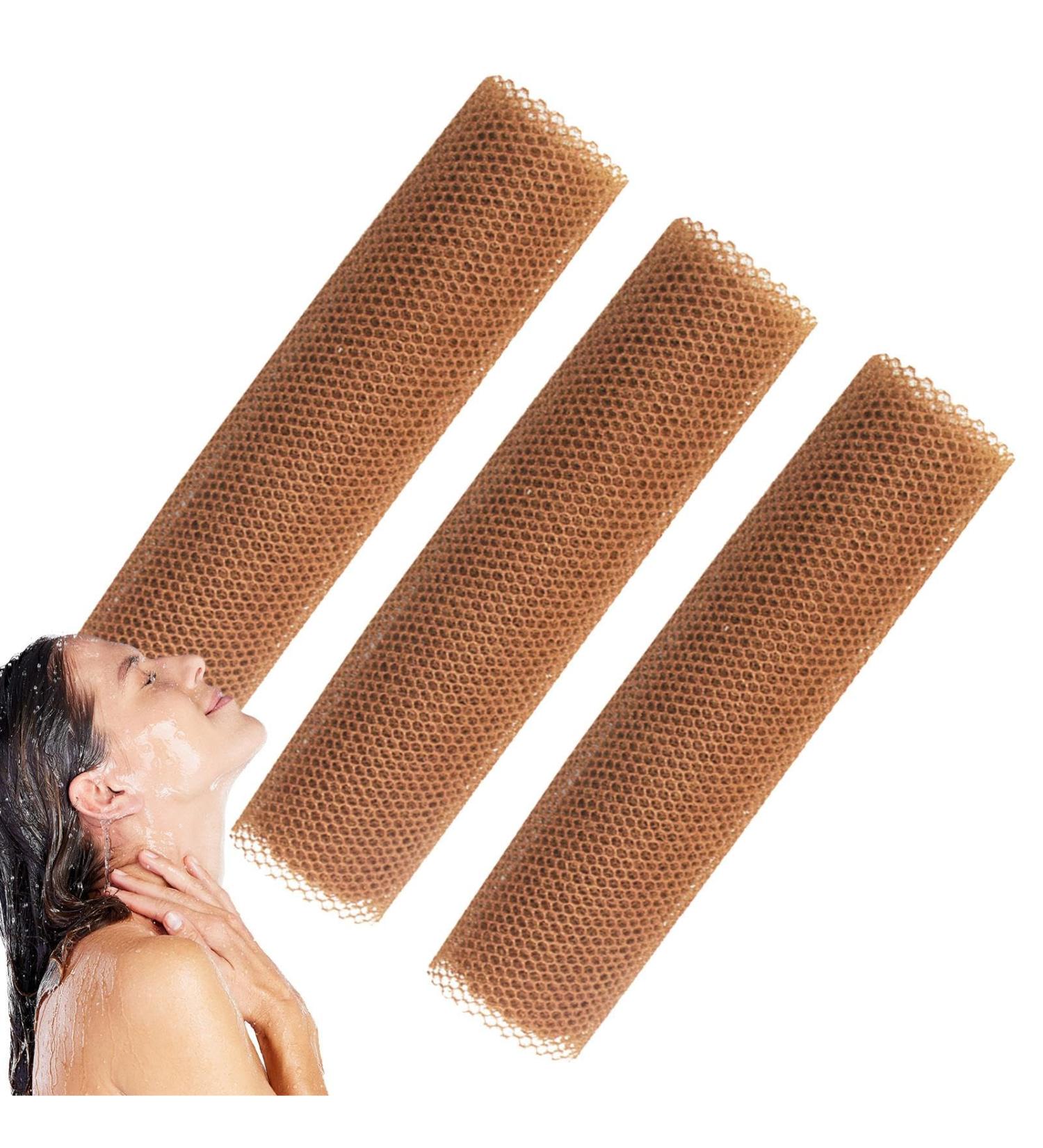 African Bath Sponge Long Mesh Bath Sponge - Nylon Mesh African Mesh Cloth Shower Net Scrubber | 3 Pieces Elastic Bath Sponges for Dead Skin Removal Daily Use Coffee - Buy Online on GoSupps.com