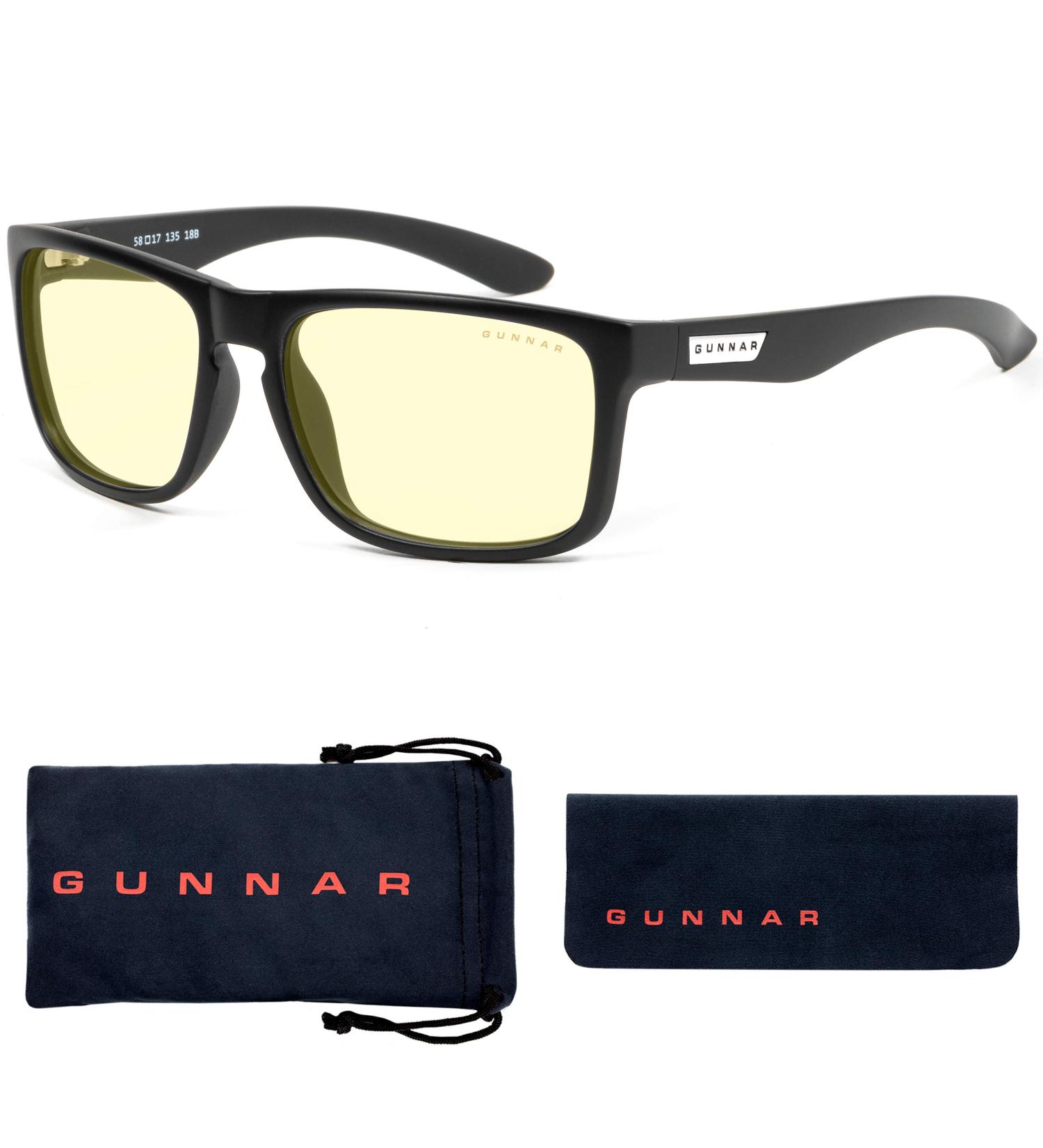 Gunnar Intercept Gaming Glasses - Onyx Frame Amber Lenses - 65% Blue Light & 100% UV Protection - Strength +2.0 - Premium Blue Light Reduction for Enhanced Comfort - Buy Online on GoSupps.com