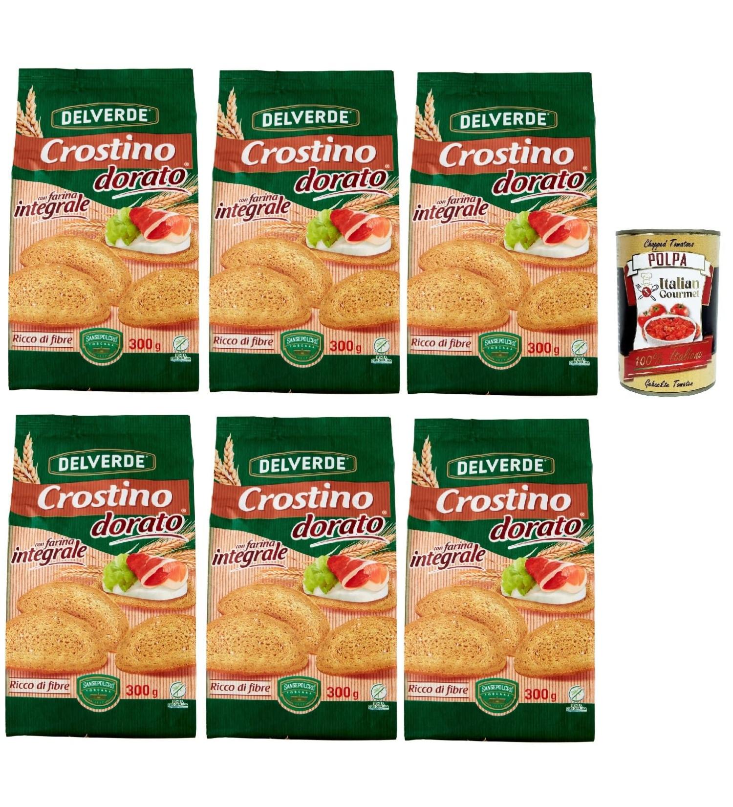  Italian Gourmet E.R. Buitoni Crostino con Farina Integral Croutons with Whole Grain Flour 6 x 300 g High Fibre + Gourmet Italian Polpa 400 g - Buy Online on GoSupps.com