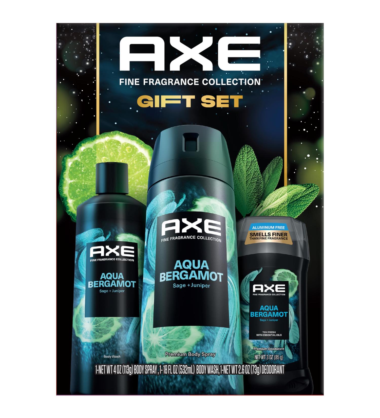 AXE Aqua Bergamot Gift Set for Men Men s Body Wash Body Spray & Deodorant Fine Fragrances Collection Sage & Juniper (3 Piece Set) - Buy Online on GoSupps.com
