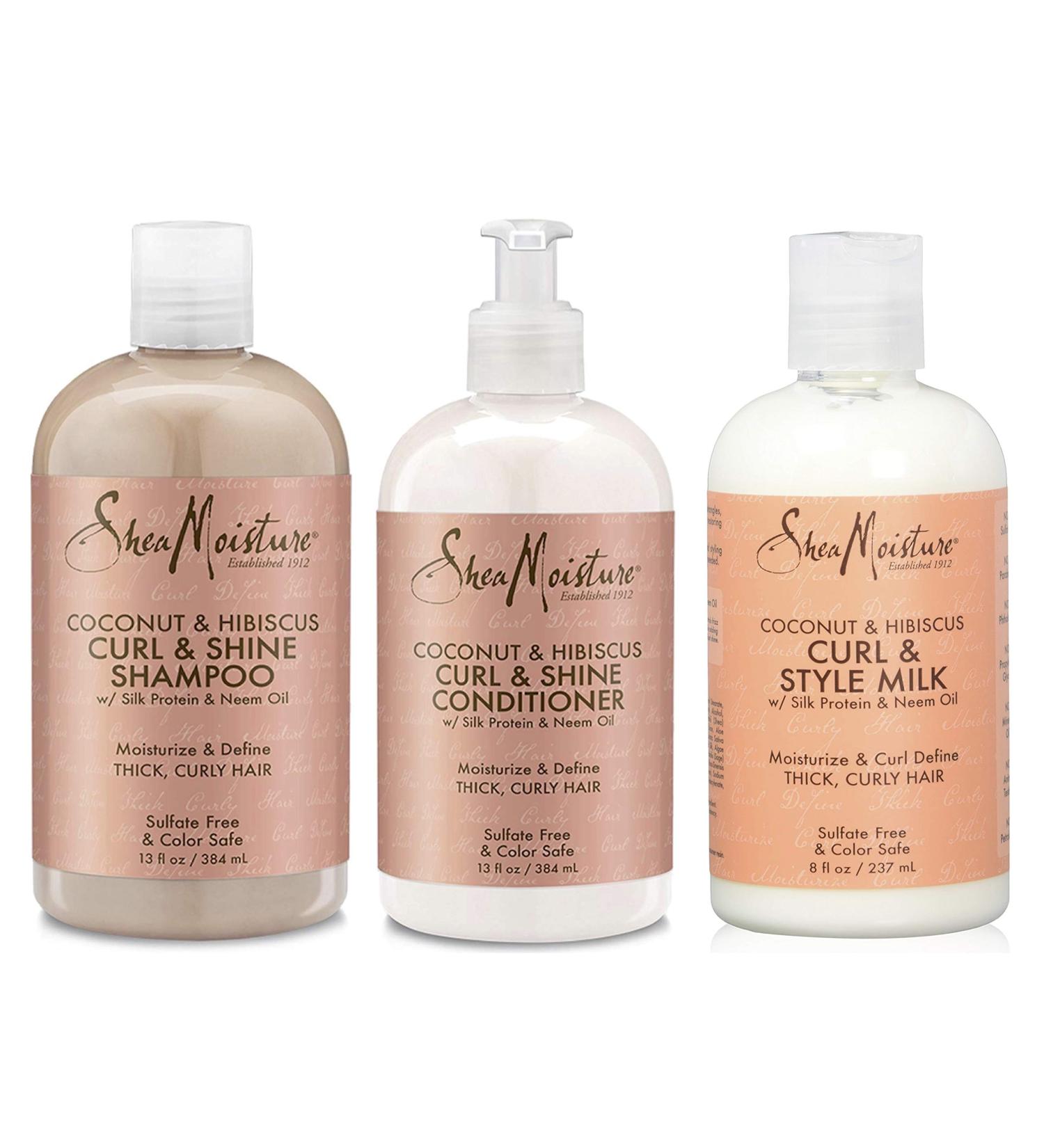 Coconut & Hibiscus Curl TRIO Bevat Curl & Shine Shampoo Conditioner en Style Milk en Shea Moisture - Buy Online on GoSupps.com