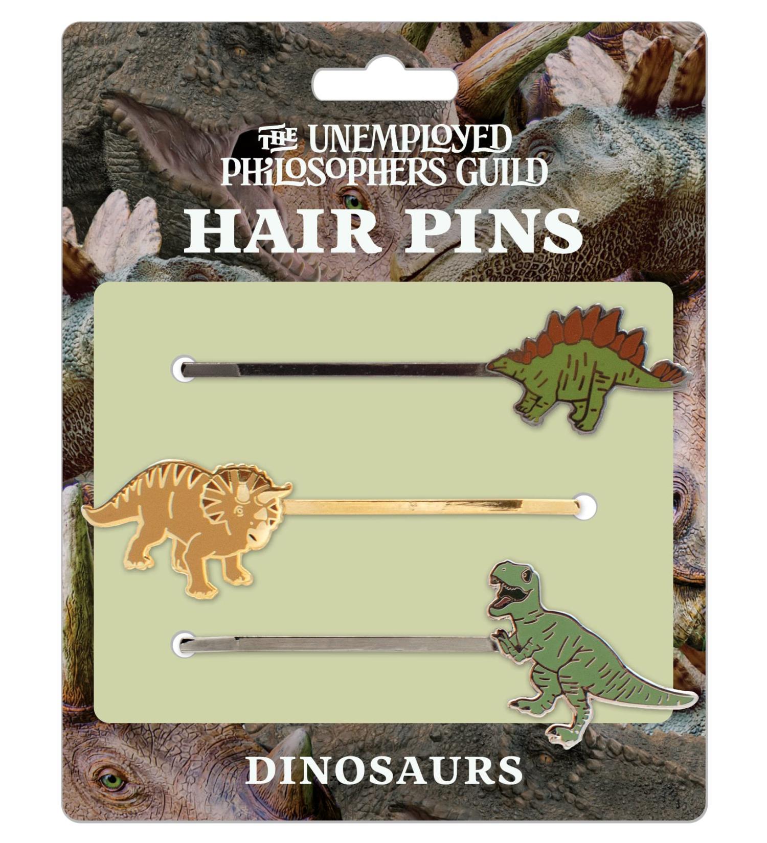 Dinosaur Hair Pins Set - Stegosaurus, Triceratops, Tyrannosaurus Rex (3-Pack) - Buy Online on GoSupps.com