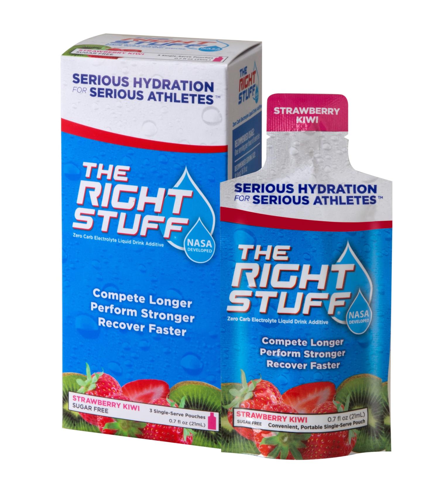 The Right Stuff Electrolyte Drink Concentrate - Strawberry Kiwi | 3 Pouch Box - Hydration for Fitness and Travel - Buy Online on GoSupps.com