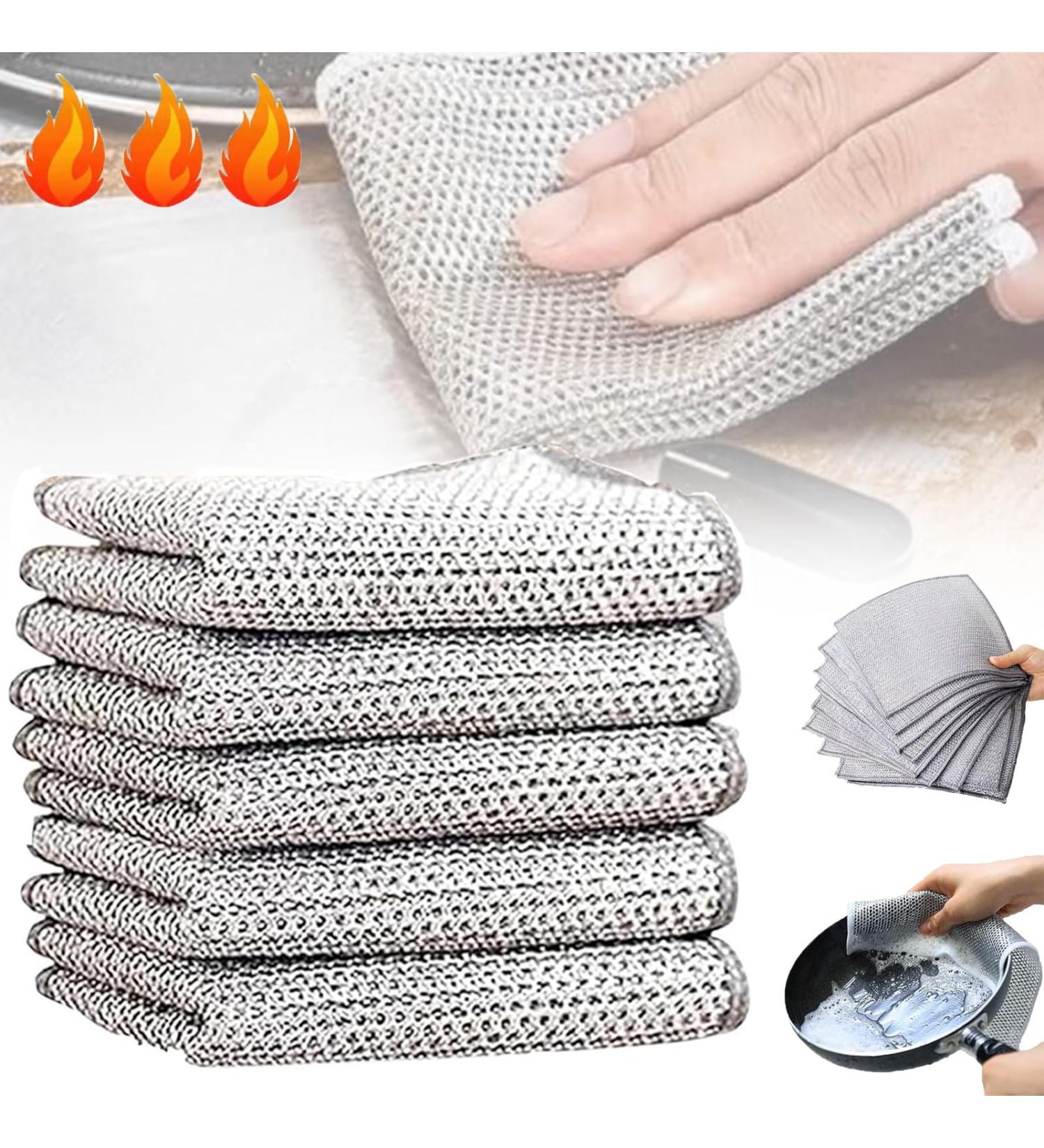 Plushzen Dish Cloths Non Scratch Wire Dish Cloth Plushzen Wire Dishcloth Plushzen Multifunctional Non-Scratch Wire Dishcloth Miracle Wire Cleaning Cloths (5PCS) - Buy Online on GoSupps.com