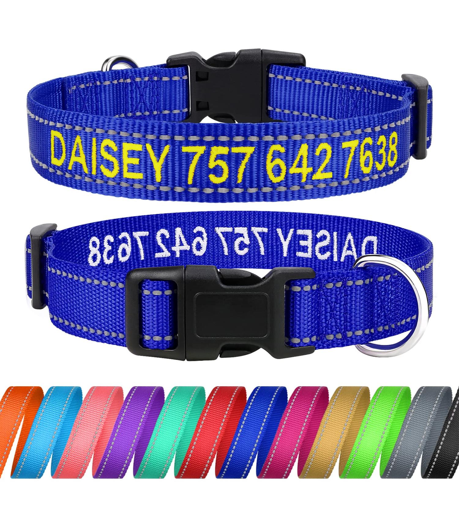 Buy Tagme Personalized Dog Collar for Small Dogs - Embroidered Reflective Nylon with Pet Name & Phone Number - Royal Blue XS (1 Pack) - Buy Online on GoSupps.com