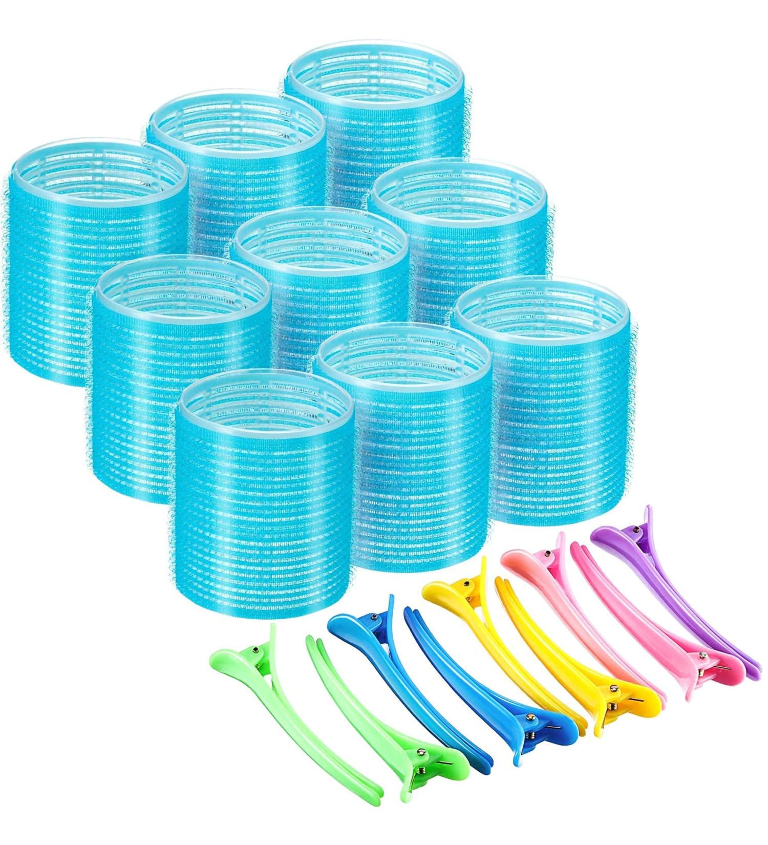 55mm Self Grip Hair Rollers Set - 18 Pieces with Duck Teeth Hair Clips for Women & Men - Buy Online on GoSupps.com