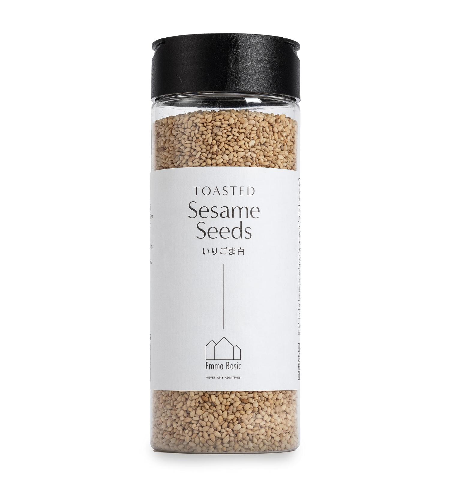Emma Basic - Roasted White Sesame Seeds 150g | High in Fiber | Protein Source | Vegan | Rich Aroma | Antioxidants - Buy Online on GoSupps.com