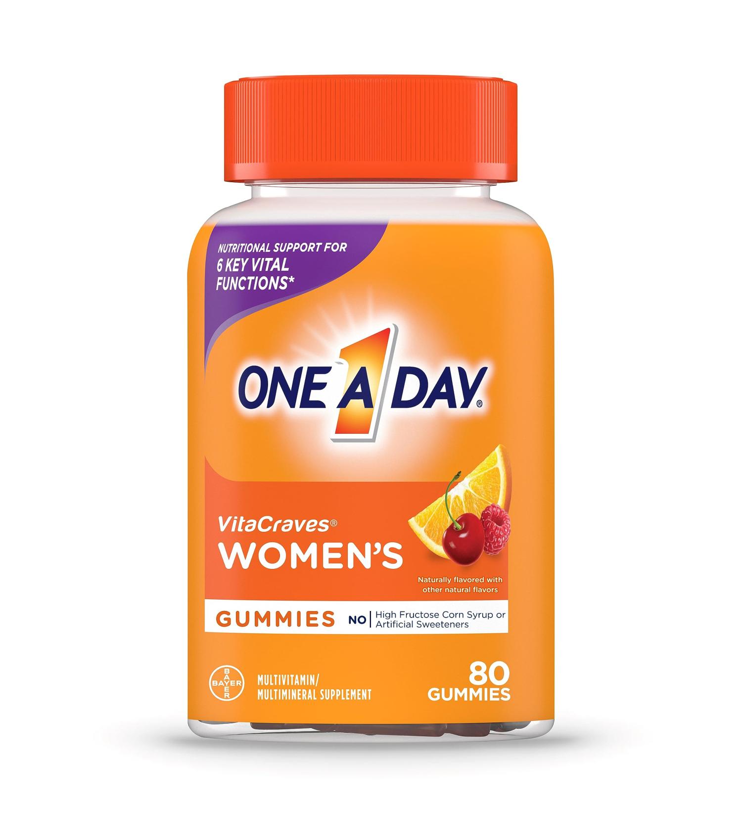 One A Day Women's Multivitamin Gummies with Vitamin A, C, D, E, Zinc & Calcium - 80 Count - Buy Online on GoSupps.com