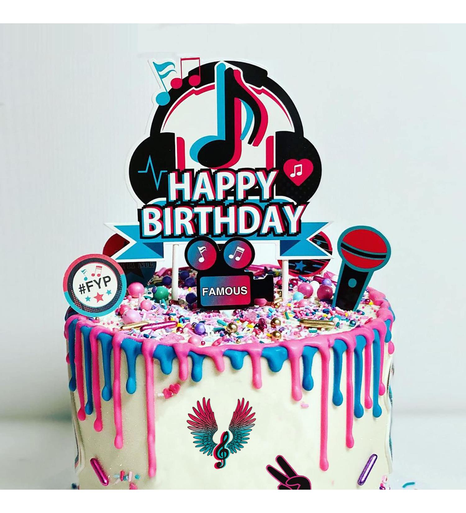25Pcs TIK Music Happy Birthday Cake Toppers | Girl's Karaoke Party Supplies - Buy Online on GoSupps.com