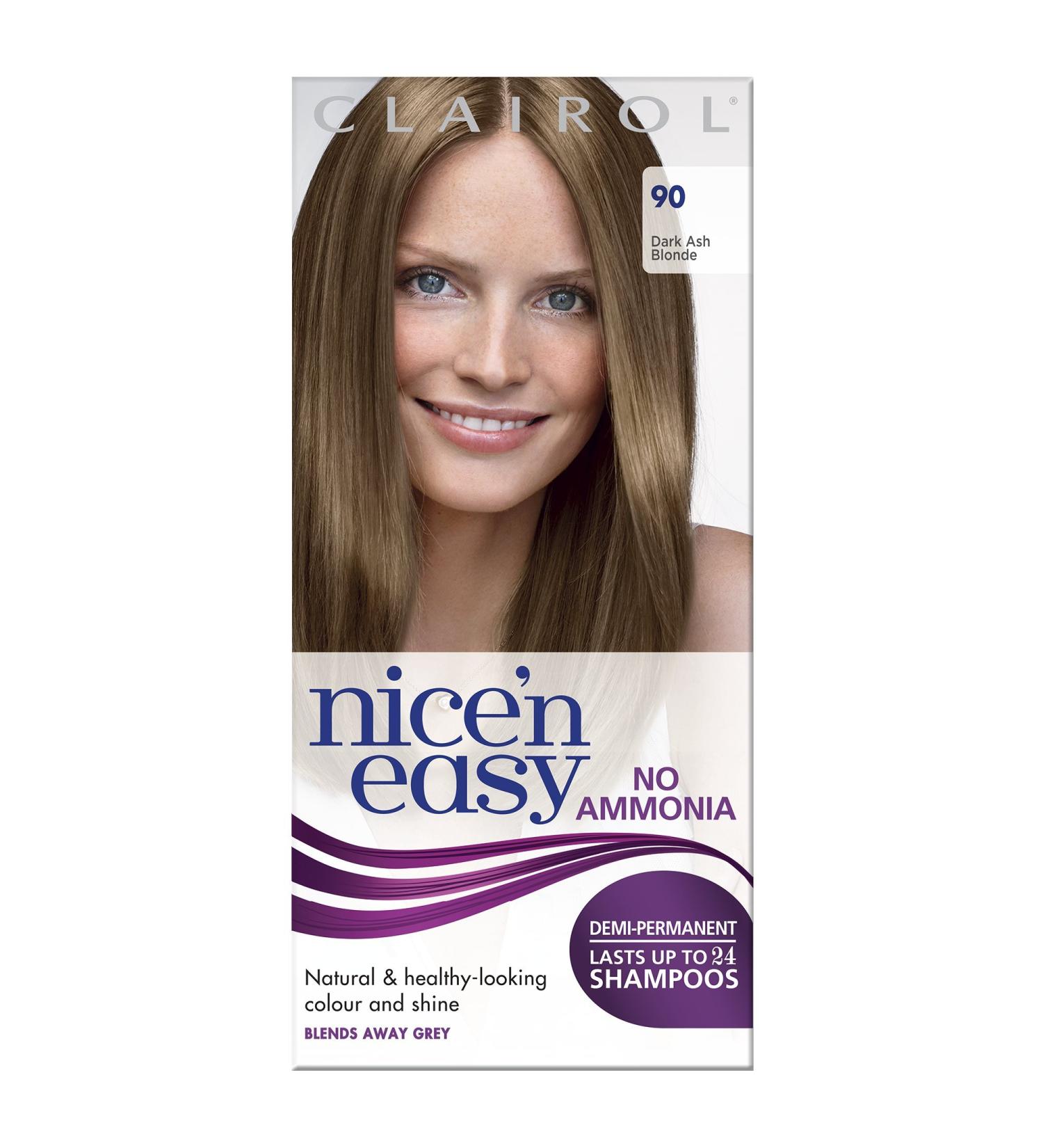 Clairol Nice'n Easy No Ammonia Hair Dye 90 Dark Ash Blonde - 1 Count - Buy Online on GoSupps.com
