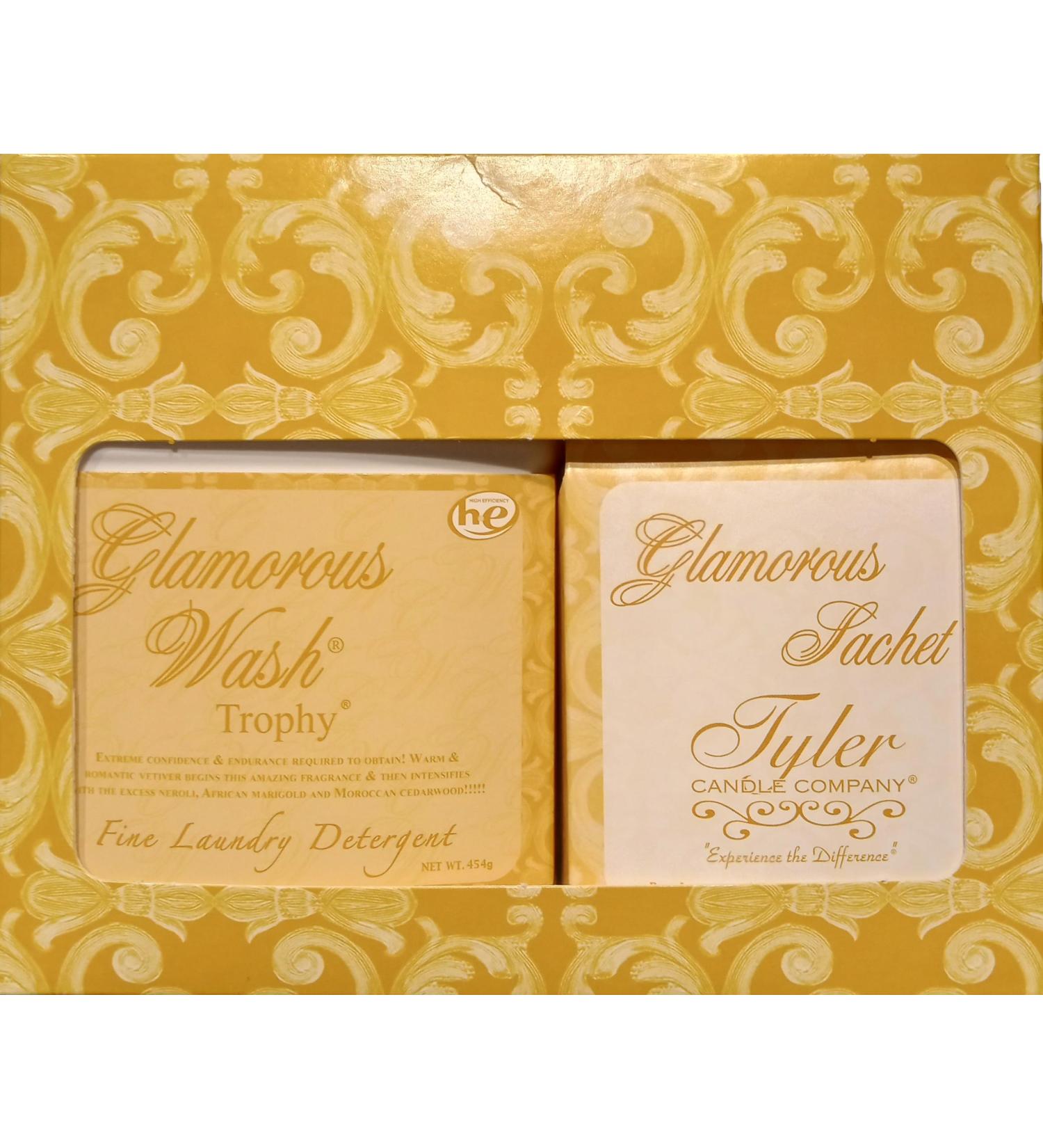 Tyler Candle Company Glamorous Wash 16 oz Luxurious Scented Fine Laundry Wash Detergent and Fragrant Home Dryer Sachet Set of 2 Trophy