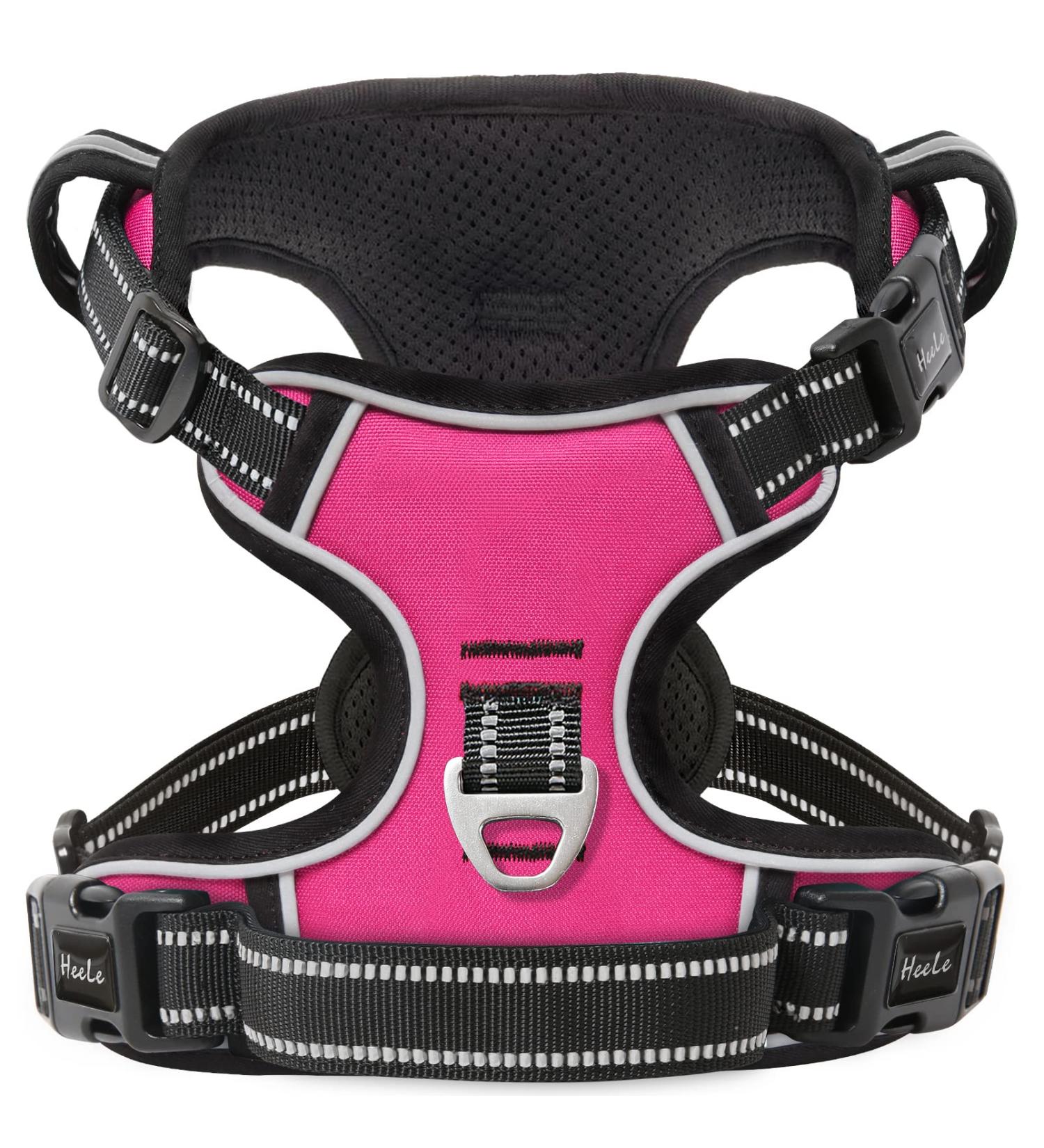 Heele Adjustable No-Pull Dog Harness for Small Dogs - Reflective Breathable & Padded Handle - Perfect Fit 35-61cm - Fuchsie Color - Buy Online on GoSupps.com