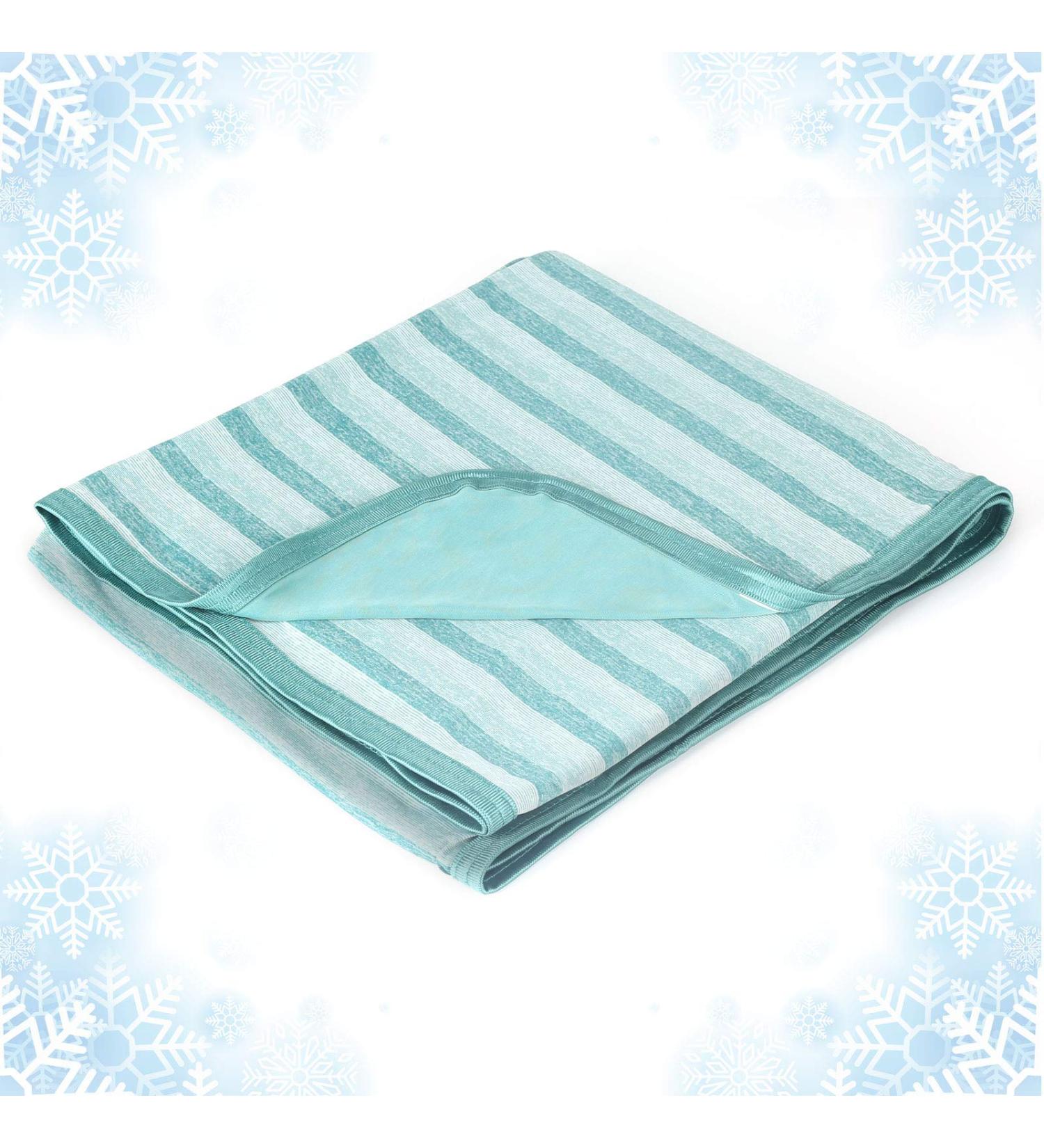 Double Sided Cooling Blanket - King Size 108x90 - Lightweight Breathable Oversize Blanket for Hot Sleepers - Green Stripe Design - Buy Online on GoSupps.com