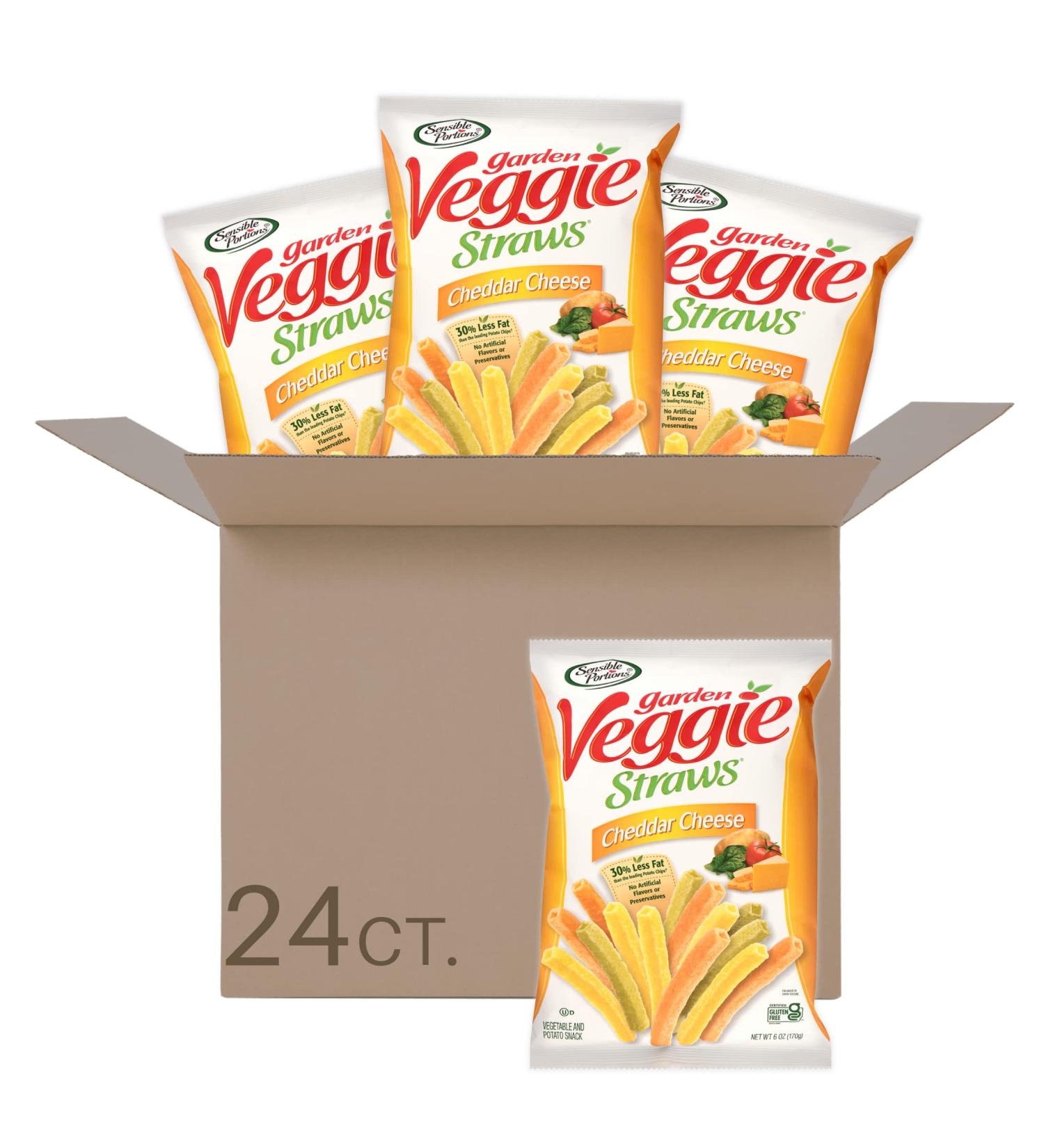 Sensible Portions Garden Veggie Straws Cheddar Cheese - Snack Size 24 Count | Healthy Snack Option - Buy Online on GoSupps.com
