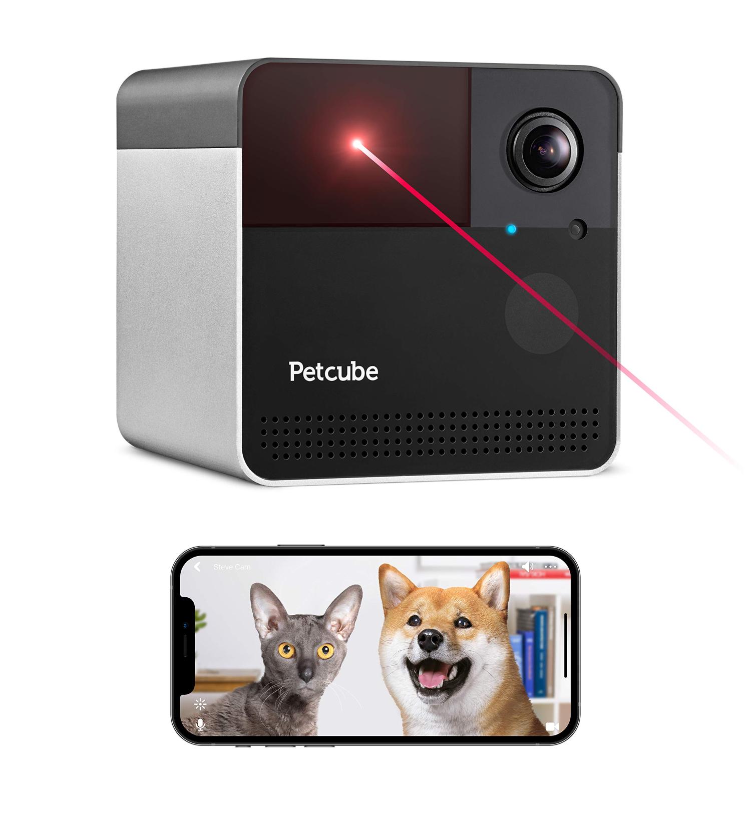 Petcube Play 2 Wi-Fi Pet Camera with Laser Toy & Alexa Built-In, for Cats & Dogs. 1080P HD Video, 160 Full-Room View, 2-Way Audio, Sound/Motion Alerts, Night Vision, Pet Monitoring App Matte Silver Petcube Play