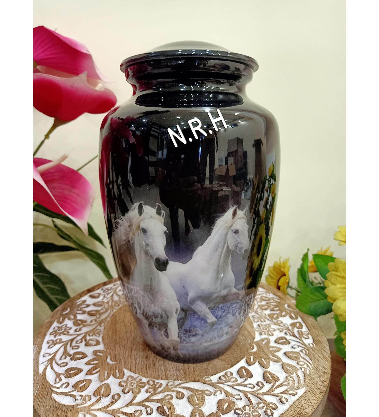 Eternal Horse Design Cremation Urn - Beautifully Handcrafted Adult Funeral Urn - Solid Metal Urn - Affordable Urn for Human Ashes - Buy Online on GoSupps.com
