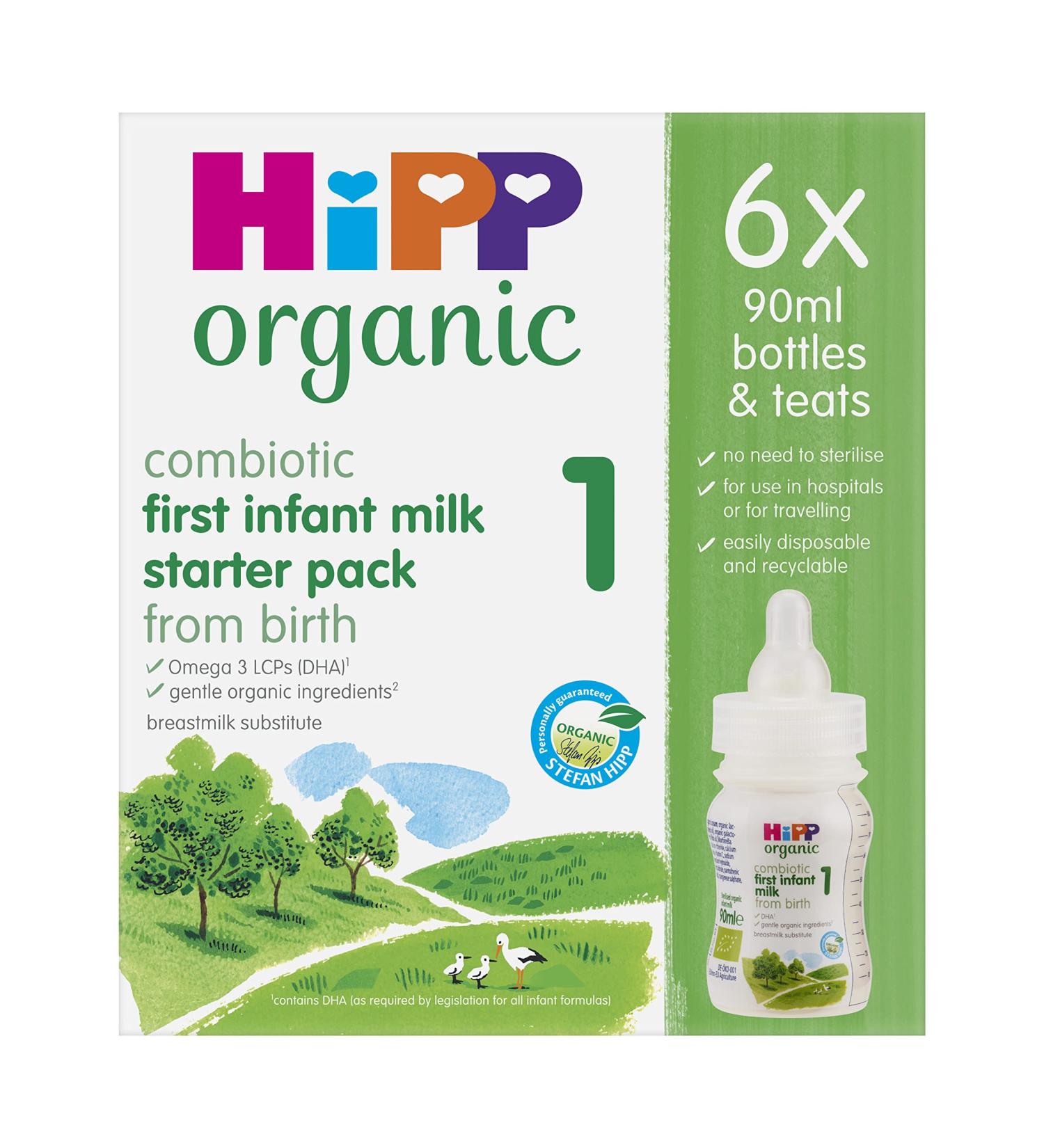 HiPP Organic 1 First Infant Baby Milk Ready to feed liquid formula starter pack From birth (6 x 90ml bottles) 540 ml (Pack of 1) - Buy Online on GoSupps.com