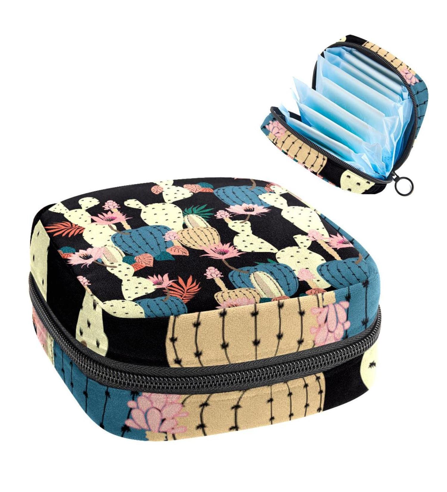 Anna Cowper Black Cactus Sanitary Napkin Storage Bag - Portable Period Pouch for Women and Teen Girls, Multi-colored - 1 Pcs - Buy Online on GoSupps.com