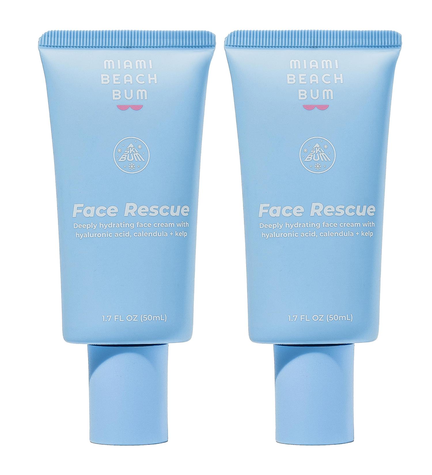 Miami Beach Bum Hydrating Face Rescue Cream (2 Pk) - Hyaluronic Acid Vitamins A + C Non-Greasy Fragrance-Free for Sensitive & Acne-Prone Skin - Calms Redness & Tightens Pores (1.7oz each - Buy Online on GoSupps.com