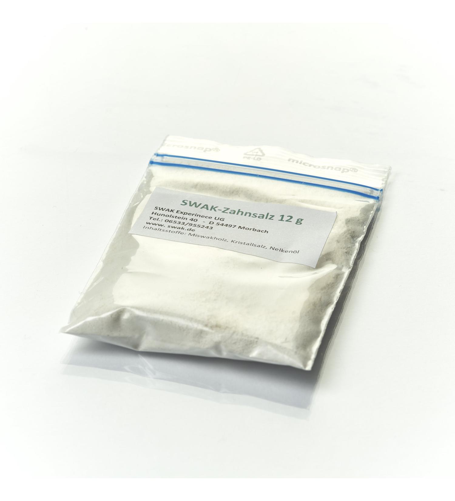 SWAK tooth salt made from miswak wood crystal salt and clove oil in a bag (refill bag) 12g for brushing teeth
