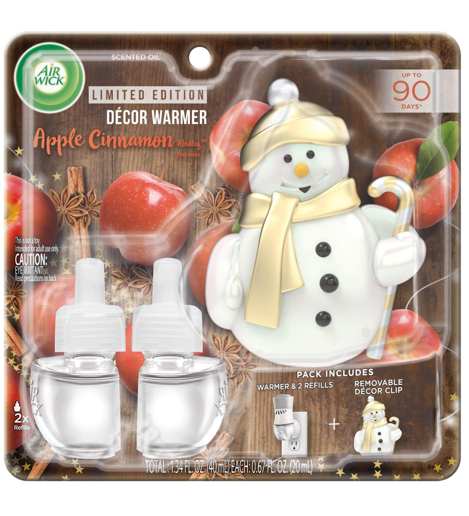 Air Wick Snowman Starter Kit with 2 Apple Cinnamon Refills | Fall Scent Essential Oils | Air Freshener Decorative Leaf Warmer - Buy Online on GoSupps.com