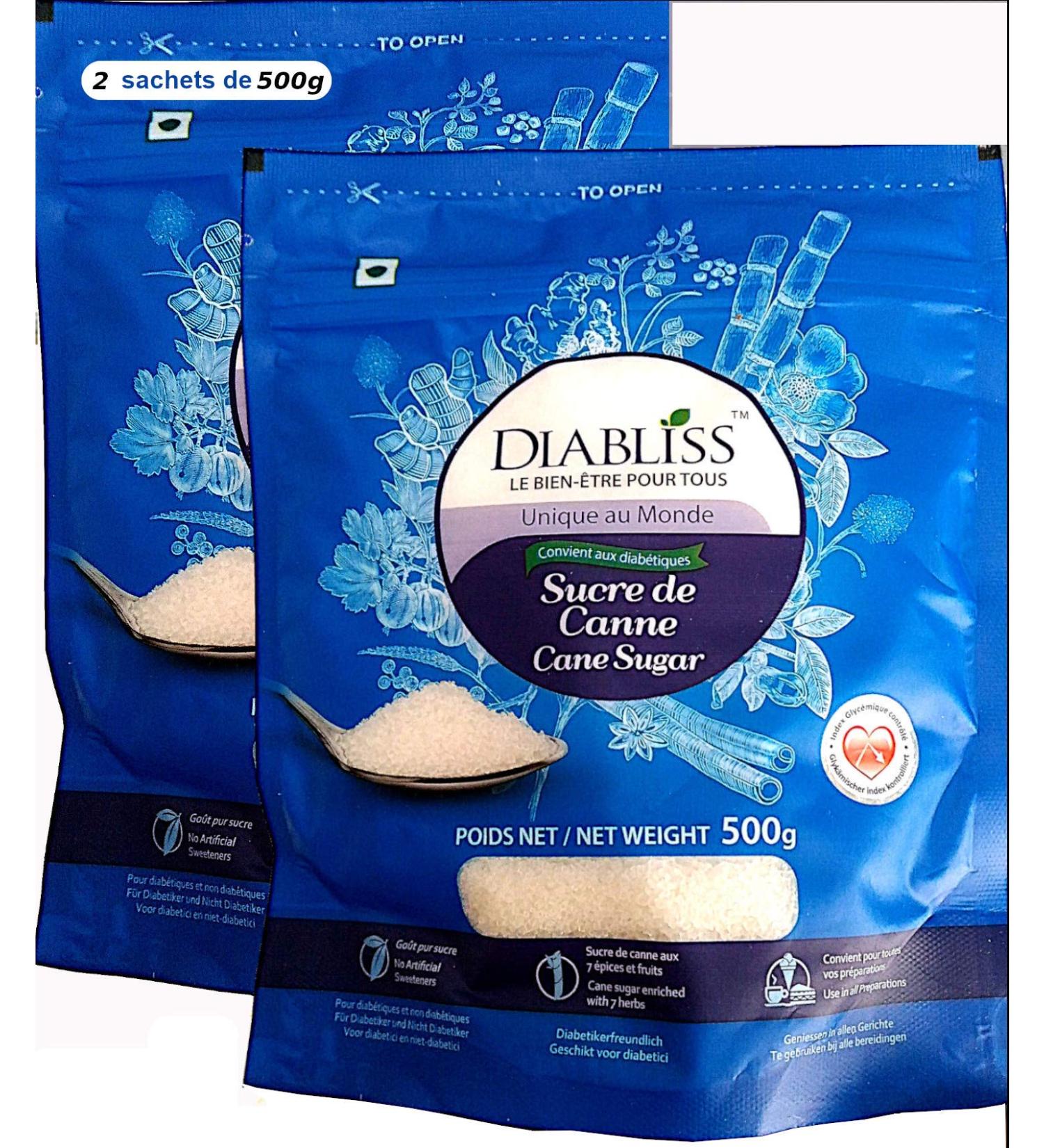Diabliss Unique real cane sugar health for everyone Recommended for diabetics gestational diabetes overweight and all diets Excellent for health For cooking pastries pastries 1 kg 2 x 500 g