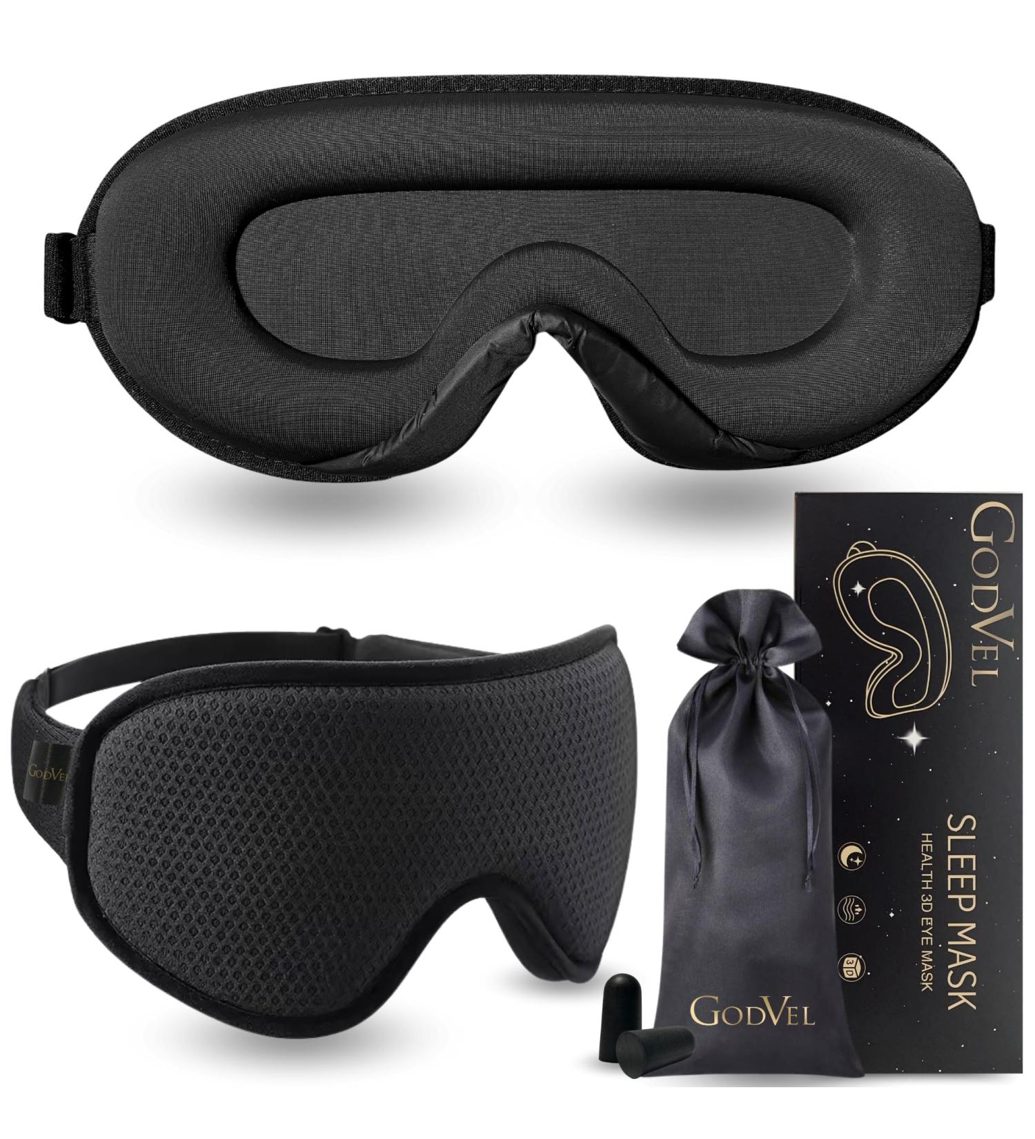 Luxury 3D Sleep Eye Mask & Noise-Blocking Ear Plugs - Blackout Sleeping Mask for Men/Women - Perfect Travel Essentials - Buy Online on GoSupps.com