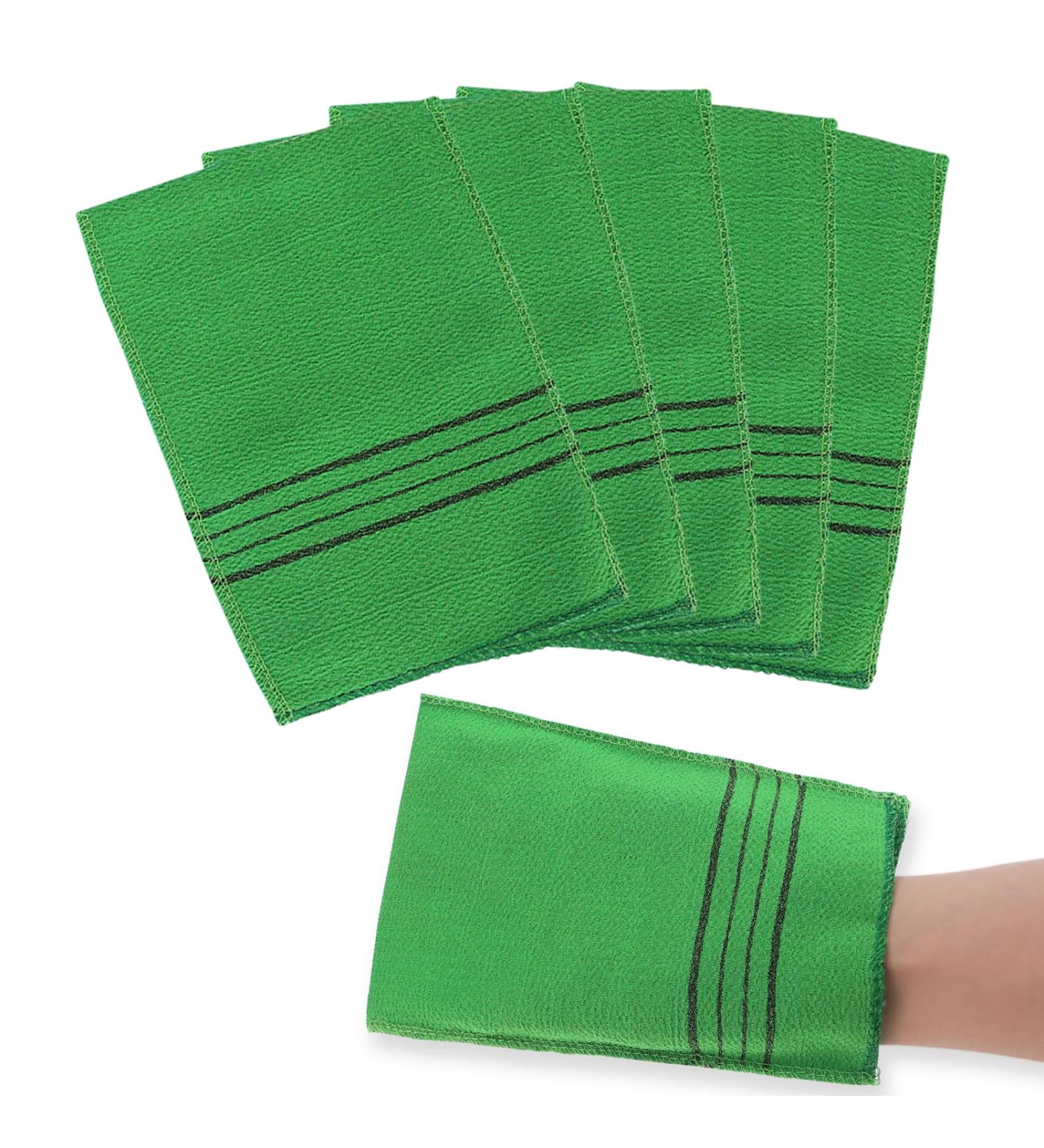 5-Part Asian Peeling Gloves | Double-Sided Korean Scrubbing Washcloth | Green Dead Skin Remover & Bathing Accessory - Buy Online on GoSupps.com