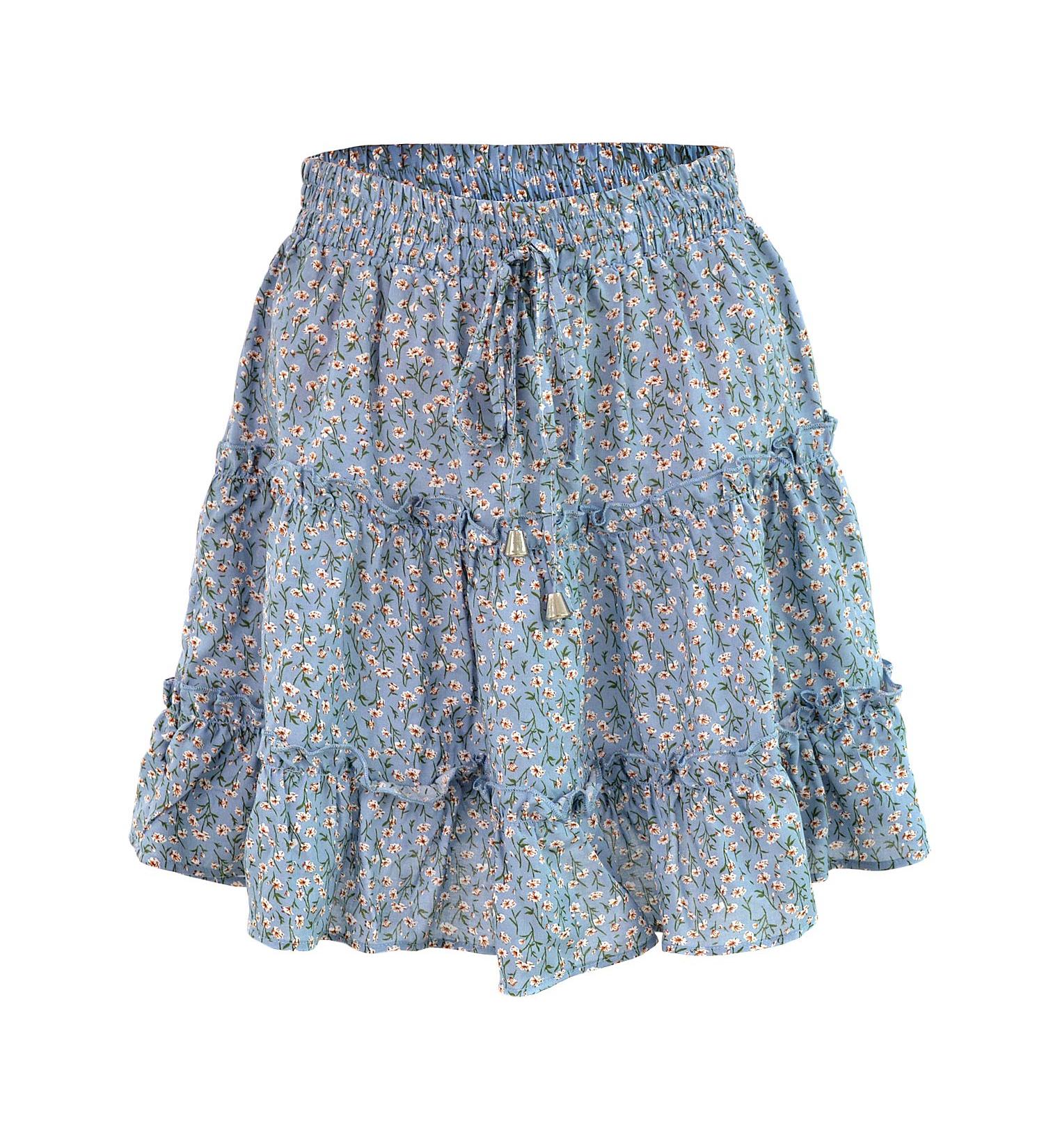 LAEMILIA Womens Floral Print Pleated Mini Skater Skirt - Blue - Buy Online on GoSupps.com