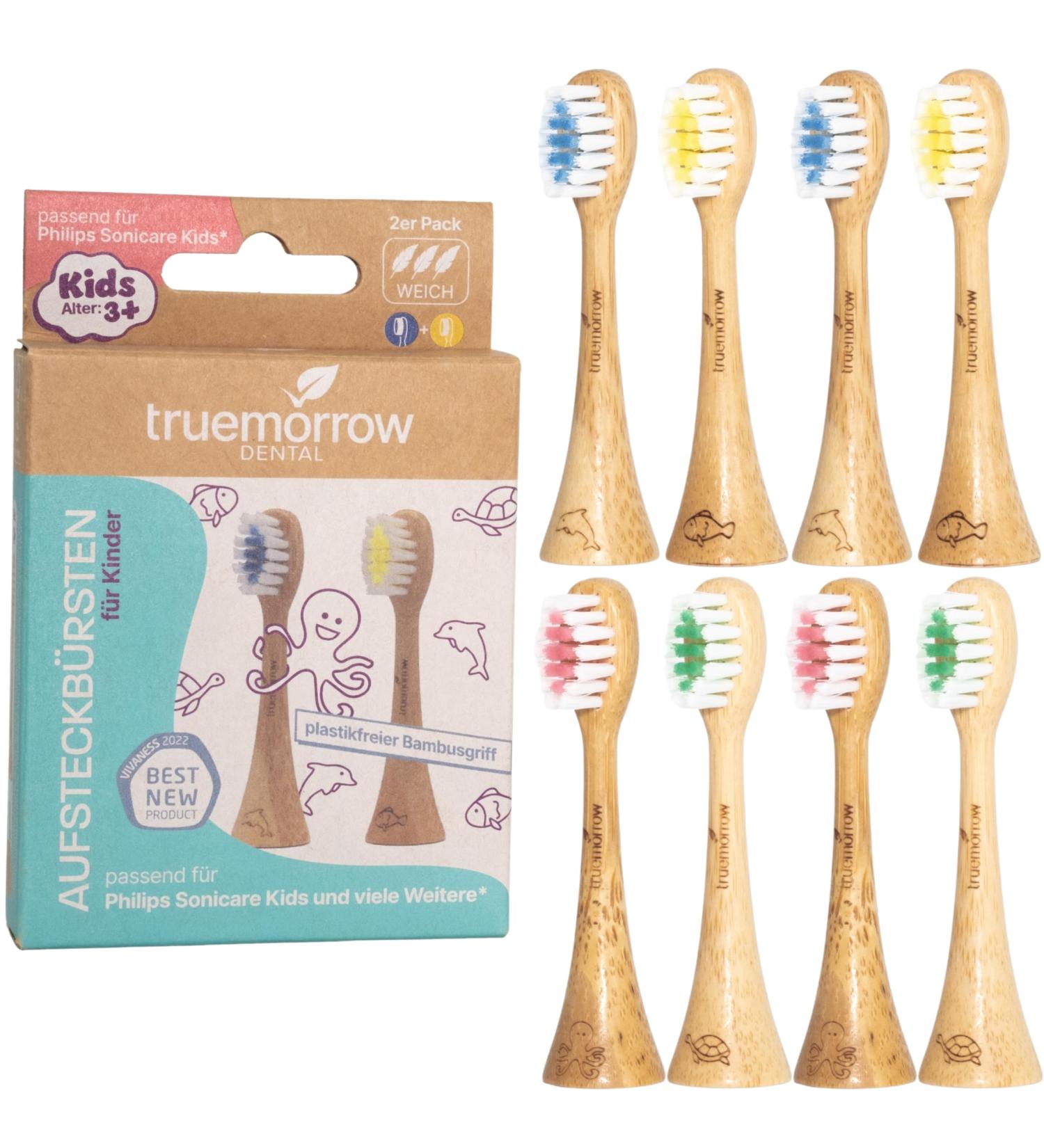 Truemorrow Bamboo Replacement Brushes for Philips Sonicare Kids | Biodegradable Vegan & Plastic-Free | 8-Pack Soft Colorful Bristles - Buy Online on GoSupps.com