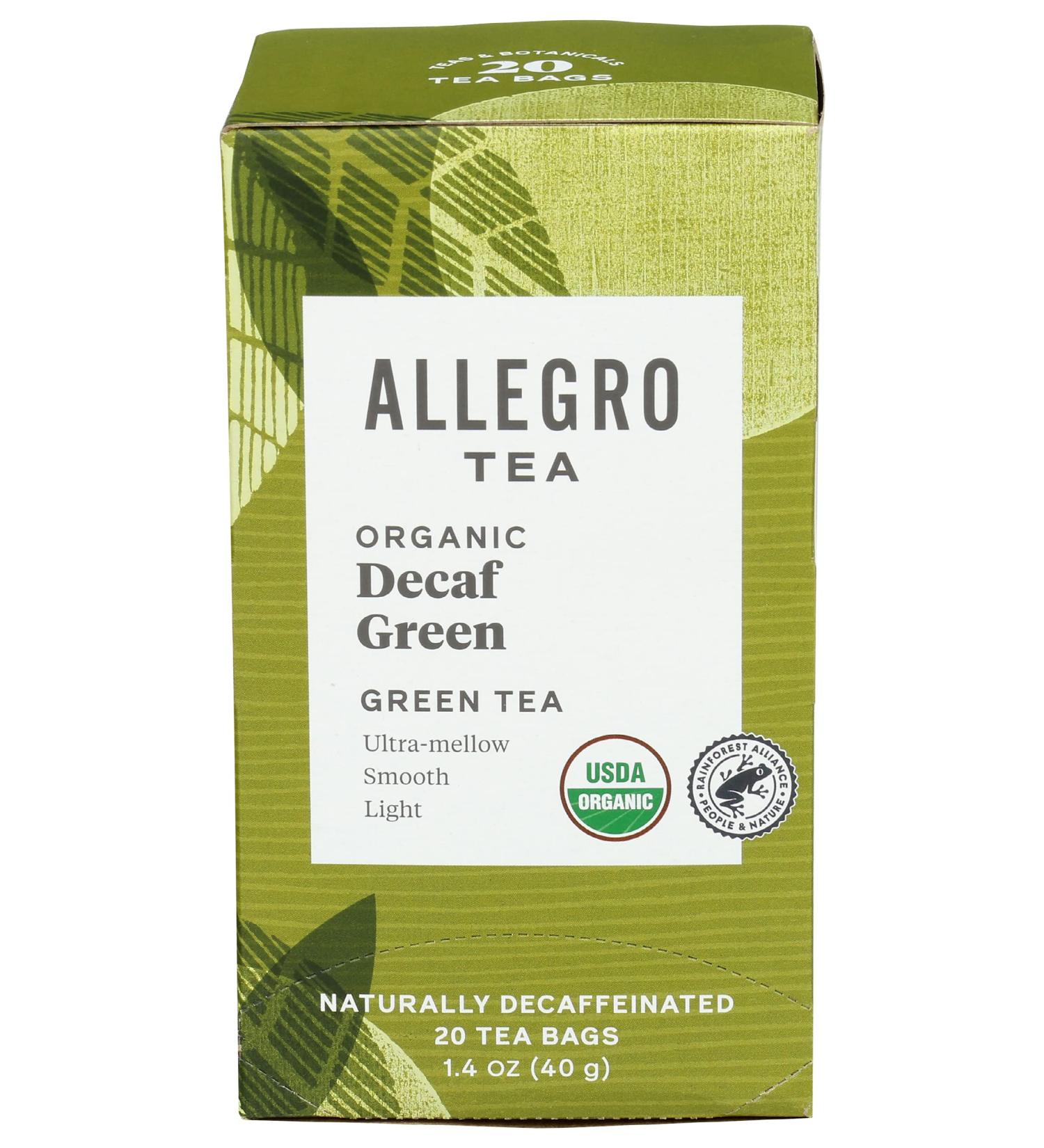 Allegro Tea Organic Decaf Green Tea Bags - 20 ct | Natural Caffeine-Free Option - Buy Online on GoSupps.com