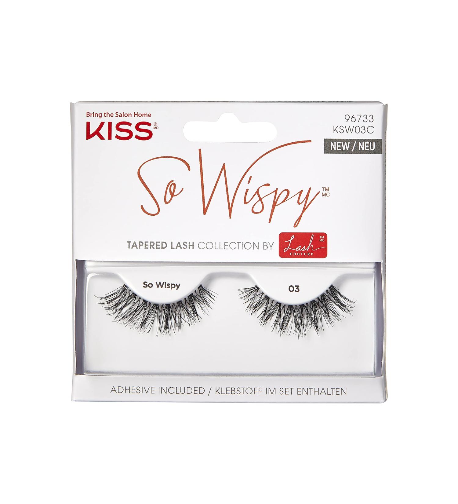 Kiss Lash Couture So Wispy Collection 1 Pair of Volumizing Fake Lashes Style 03 with Tapered Ends and Aloe Infused Lash Glue - Buy Online on GoSupps.com