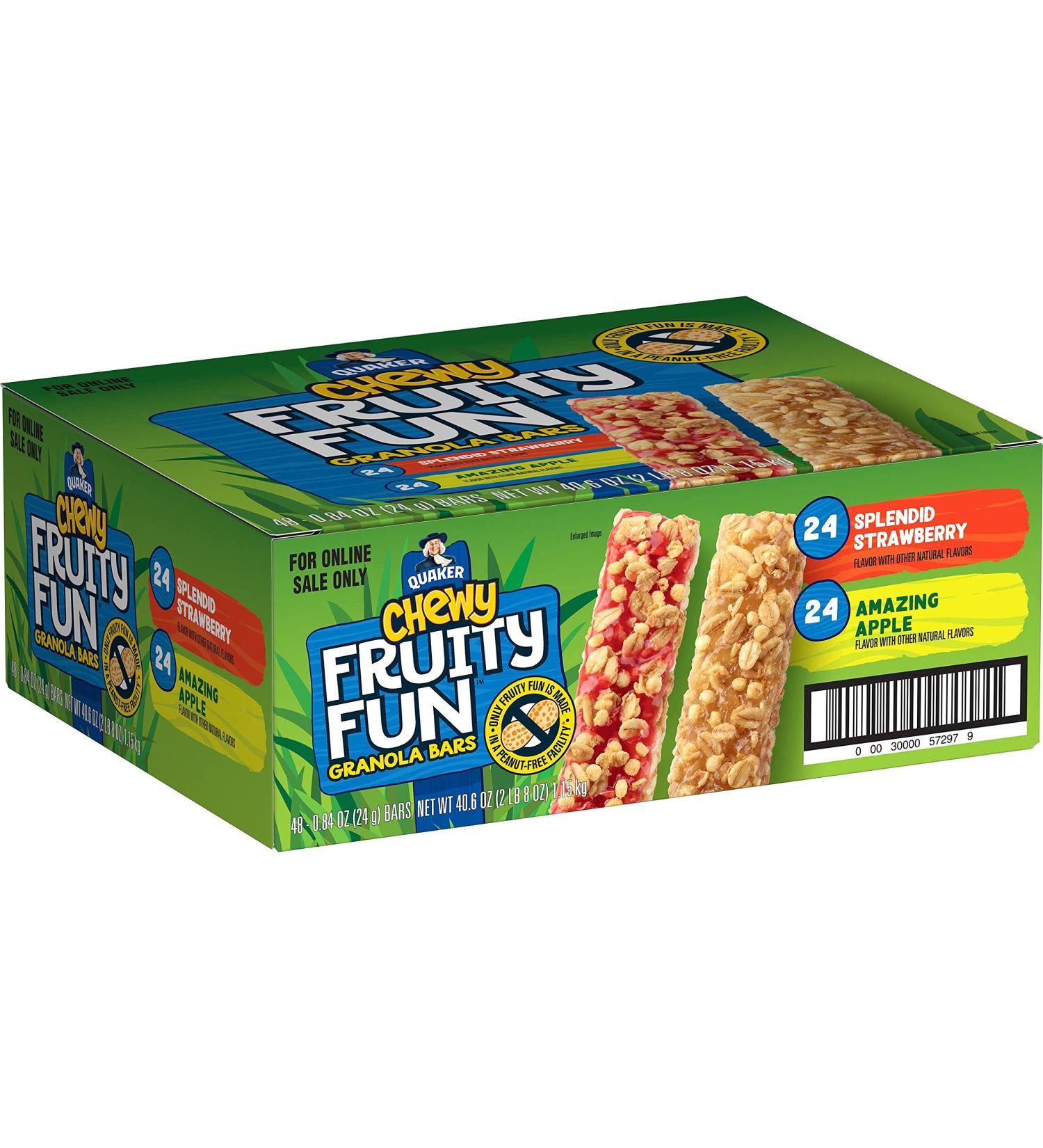 Quaker Chewy Fruity Fun Granola Bars 48-Pack | Peanut-Free Variety Pack - Buy Online on GoSupps.com