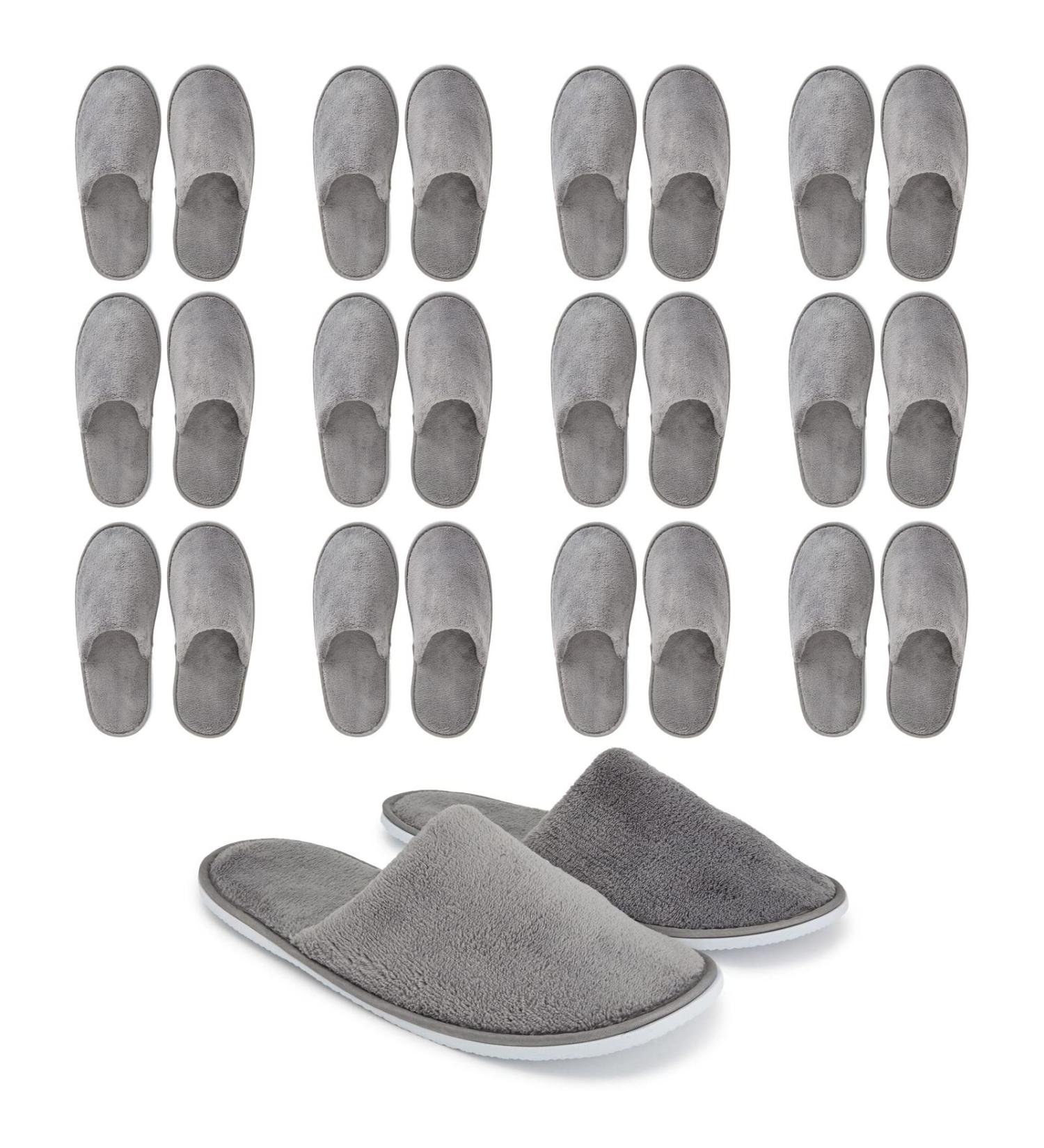 Juvale 12 Pairs Disposable House Slippers for Guests - Gray, US Men Size 11, Women Size 12 - Hotel Spa Shoeless Home Bulk Pack - Buy Online on GoSupps.com